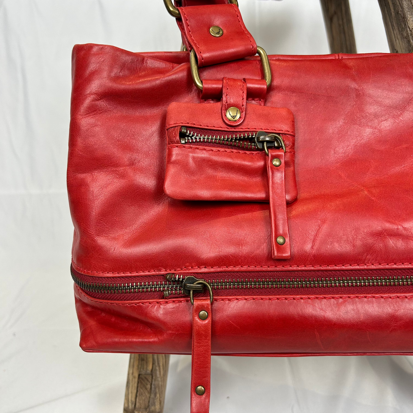 Vintage y2k style soft red leather shoulder bag