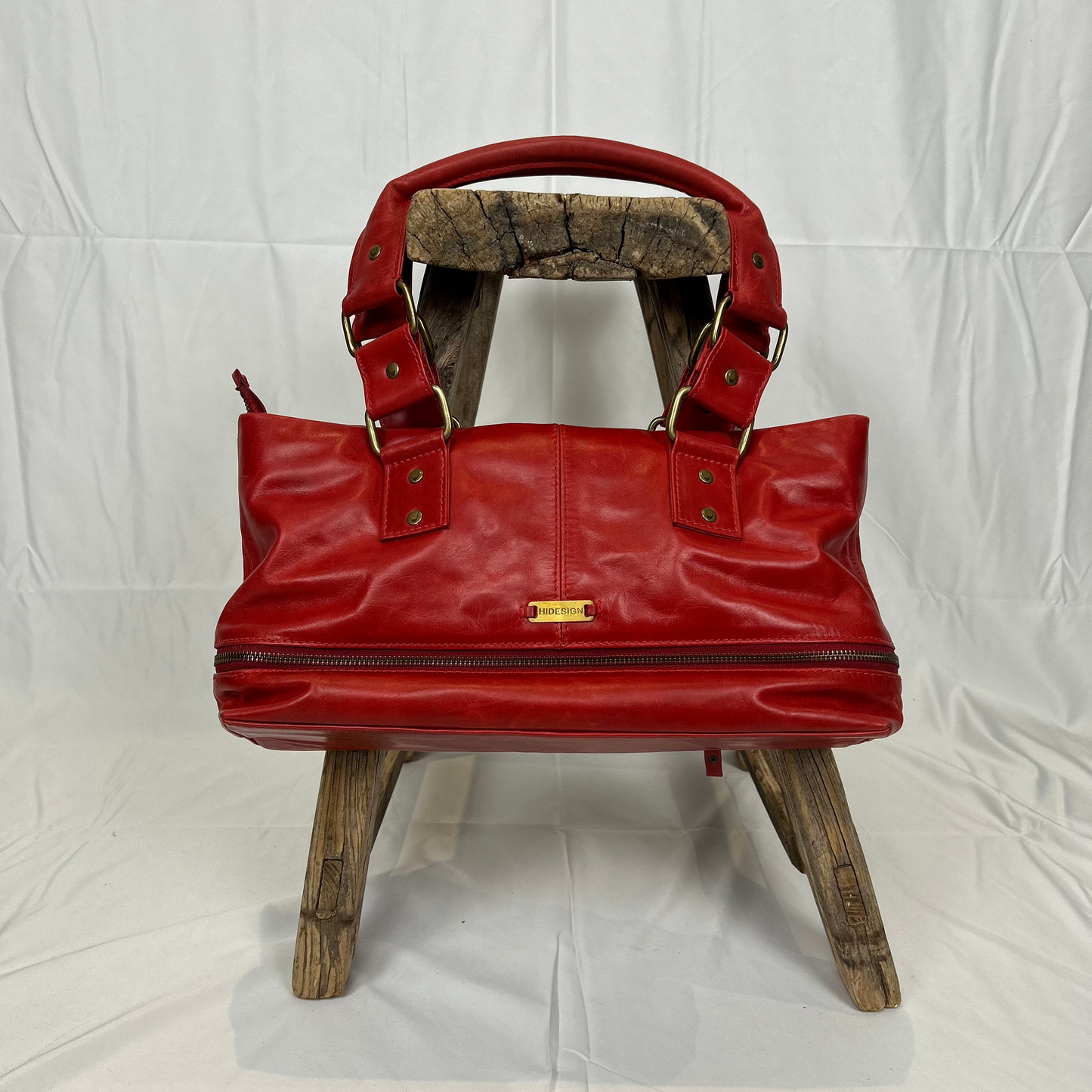 Vintage y2k style soft red leather shoulder bag