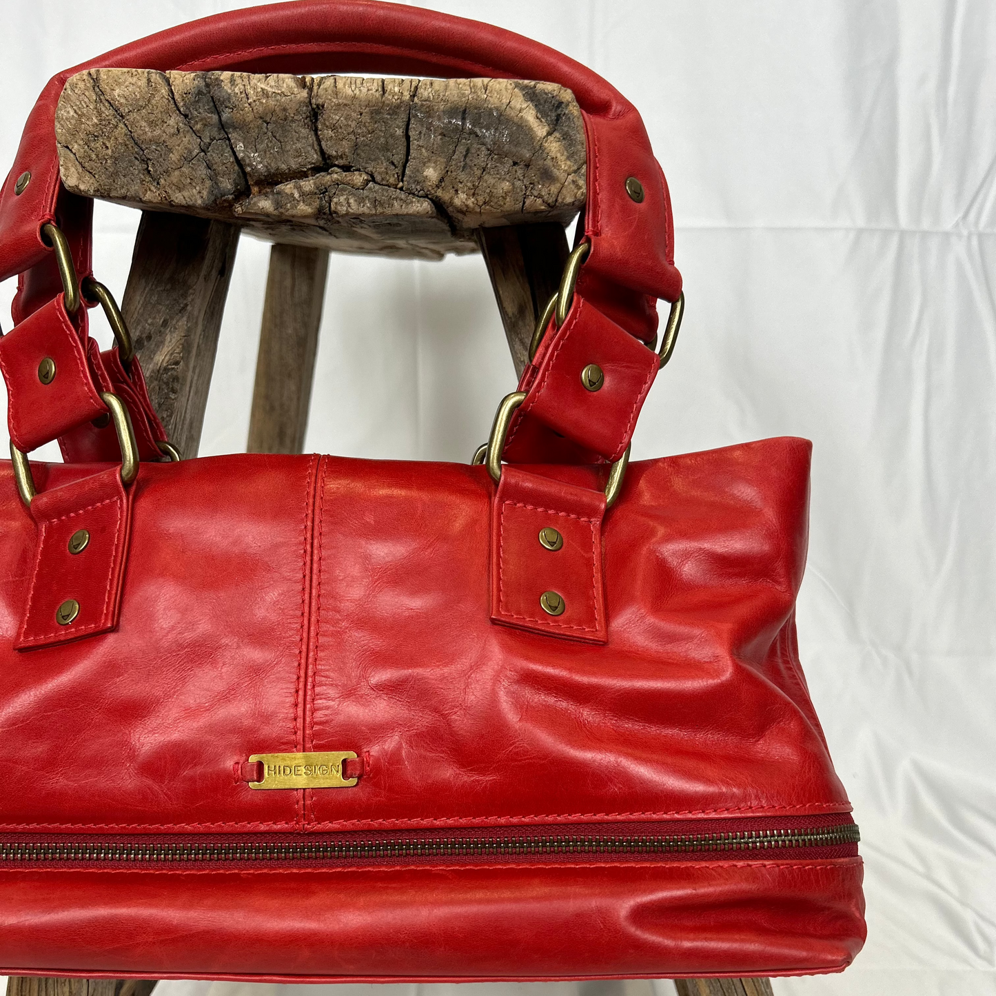 Vintage y2k style soft red leather shoulder bag