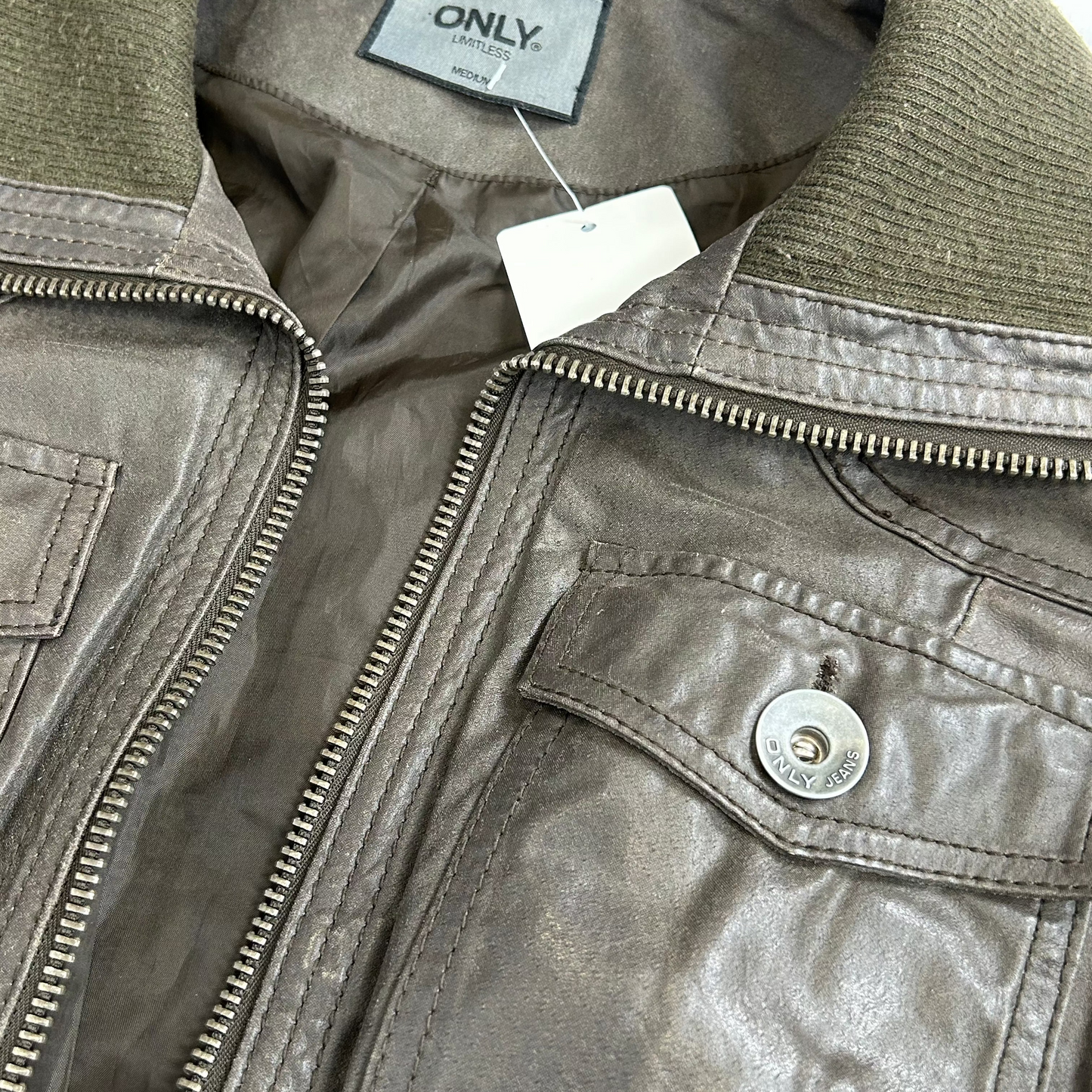 Vintage y2k style brown leather jacket