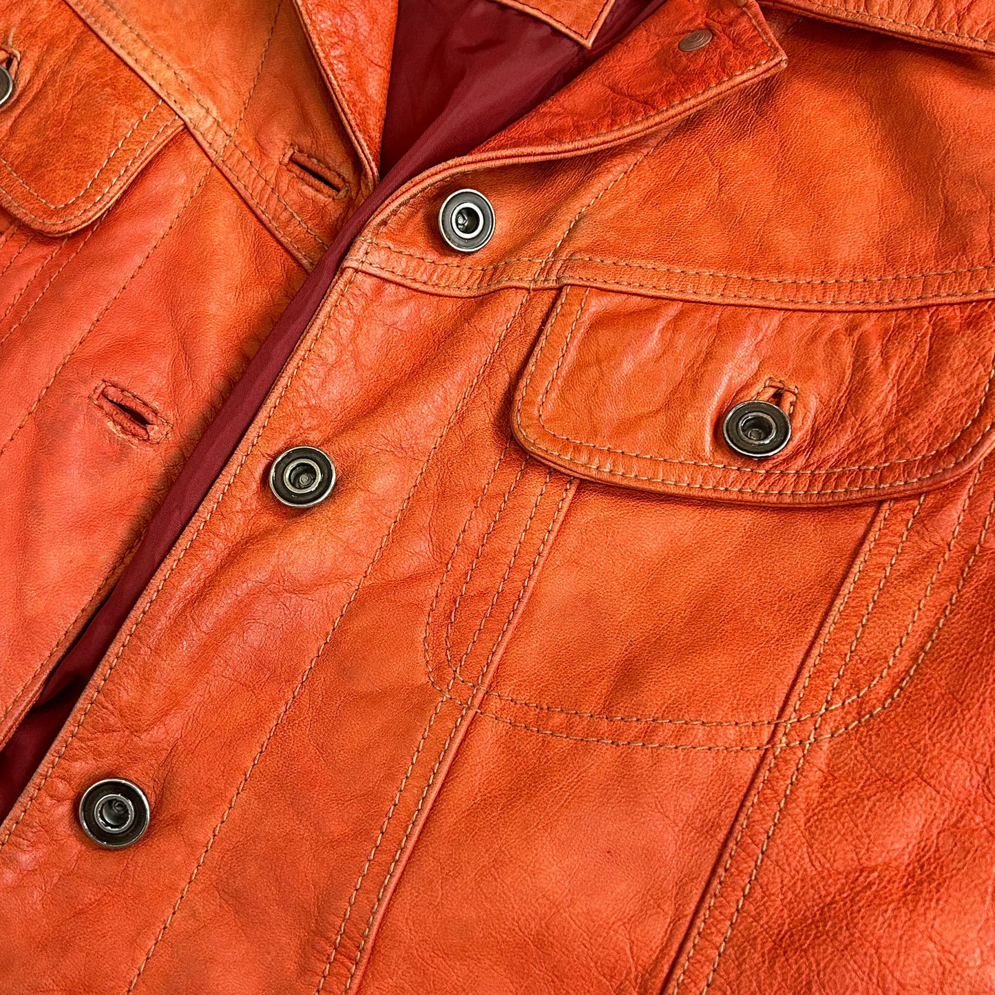 Vintage y2k style orange cropped leather jacket