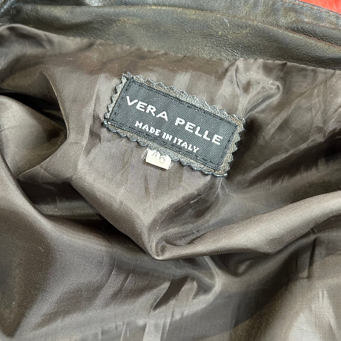 Vintage y2k style distressed brown leather moto jacket