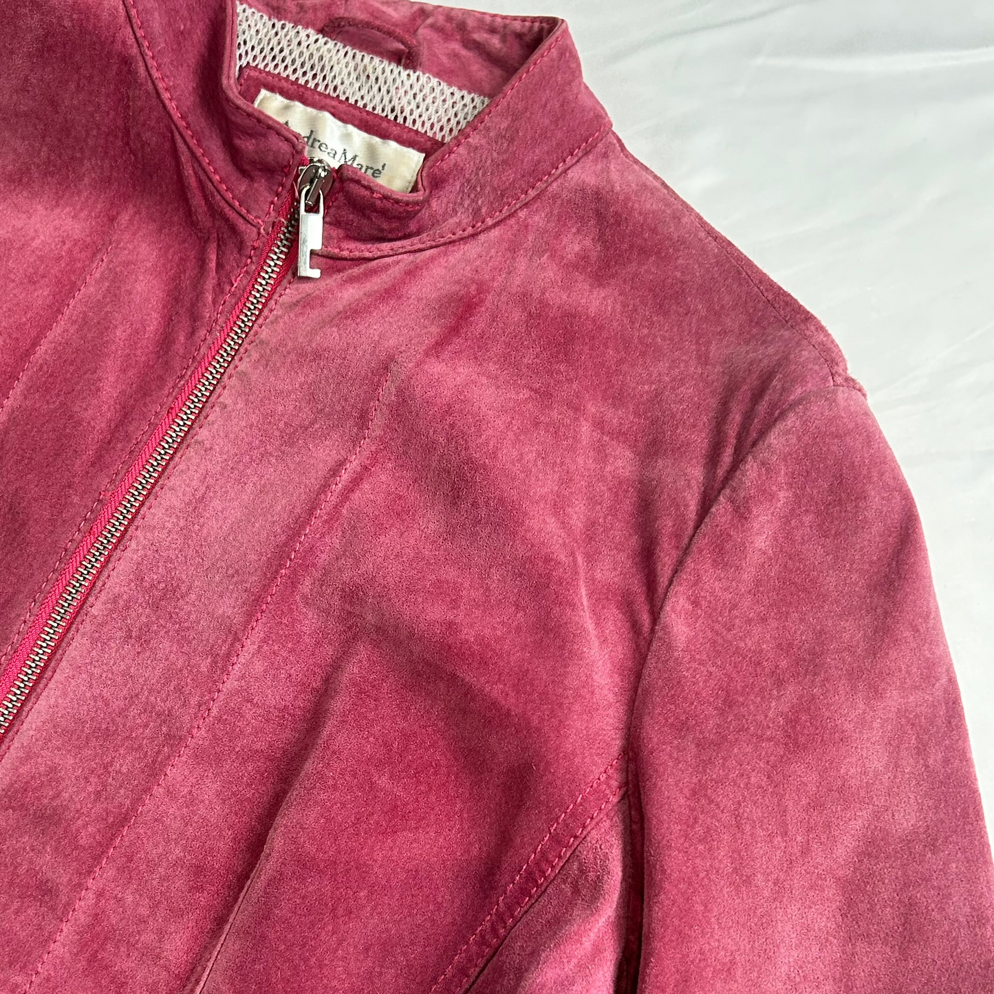 Vintage y2k style pink suede leather jacket