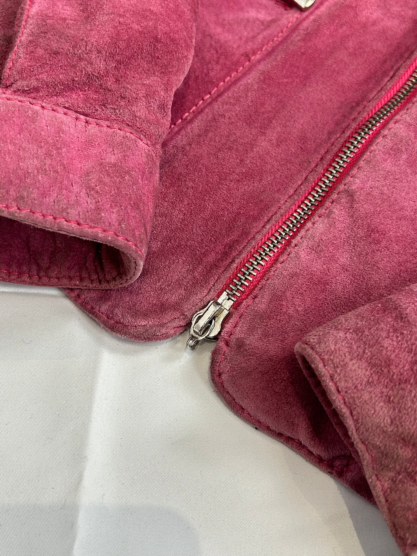 Vintage y2k style pink suede leather jacket