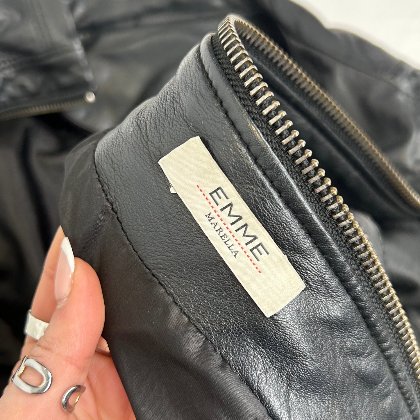 Vintage y2k style black slouchy leather jacket