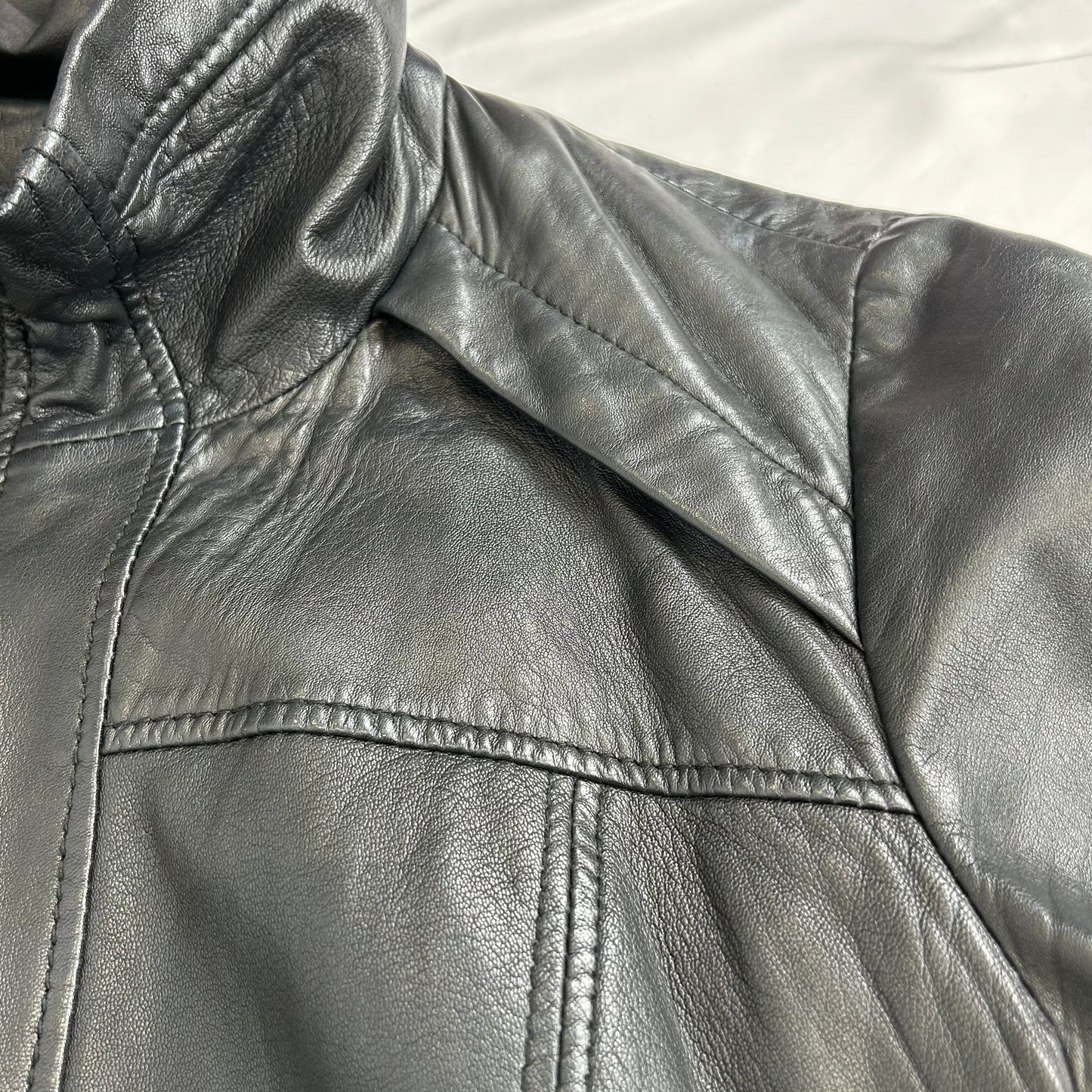 Vintage y2k style black slouchy leather jacket
