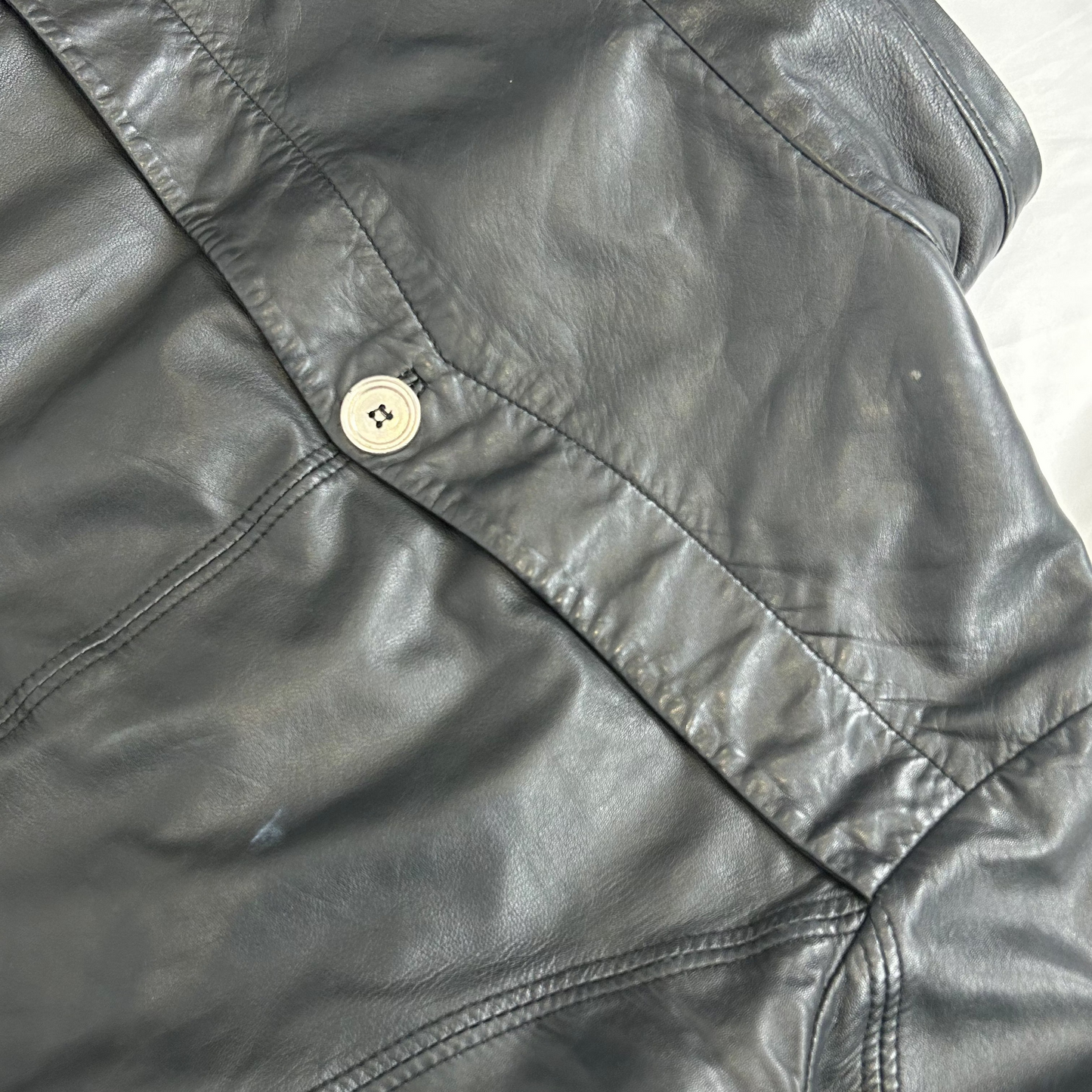 Vintage y2k style black slouchy leather jacket