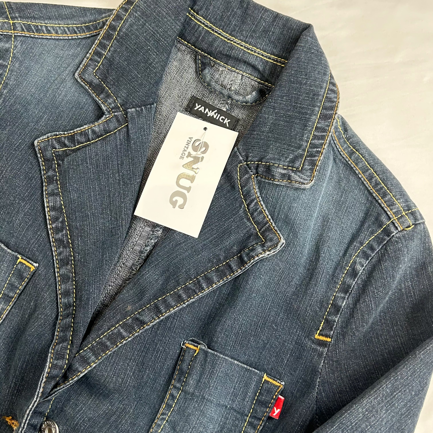 Vintage y2k style dark wash denim jacket