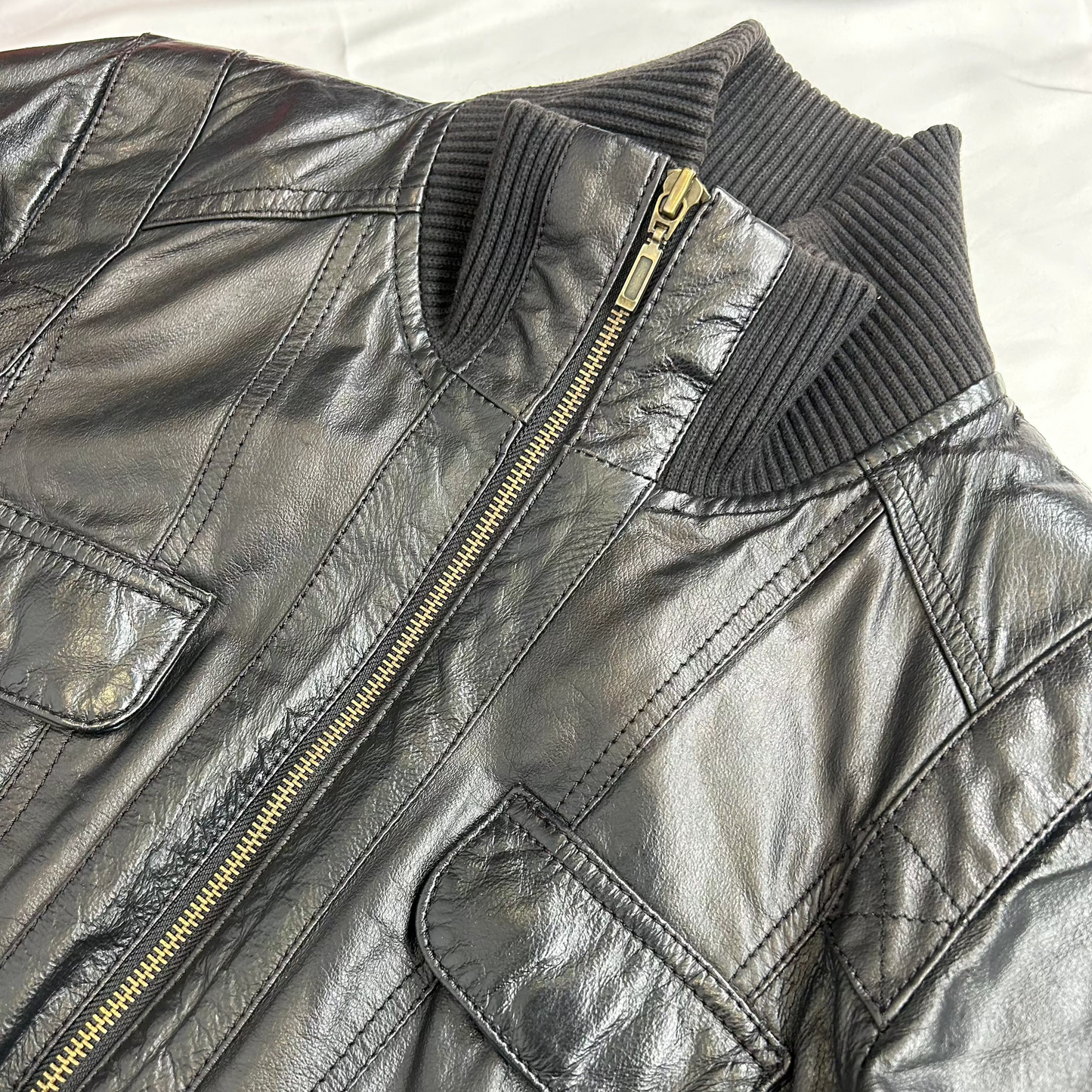 Vintage y2k style black leather jacket