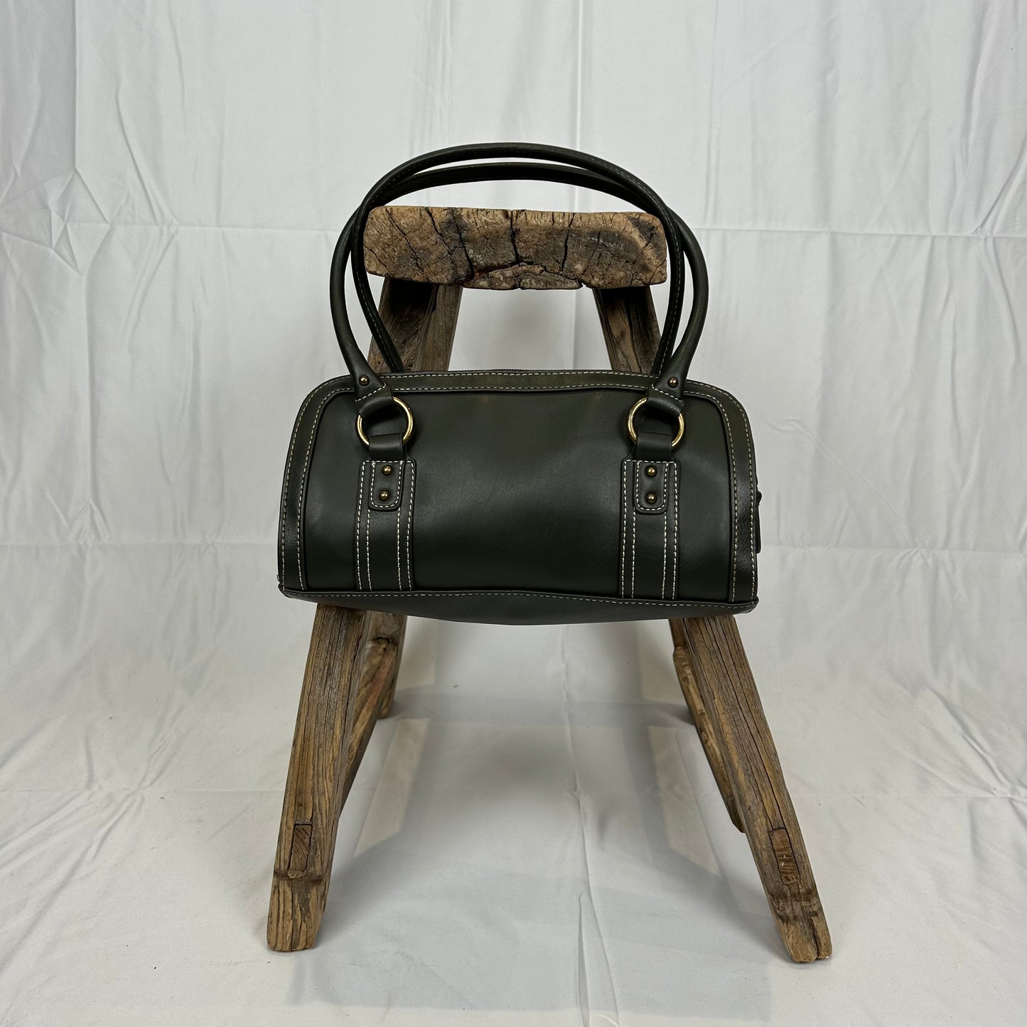 Vintage y2k style faux leather khaki shoulder bag