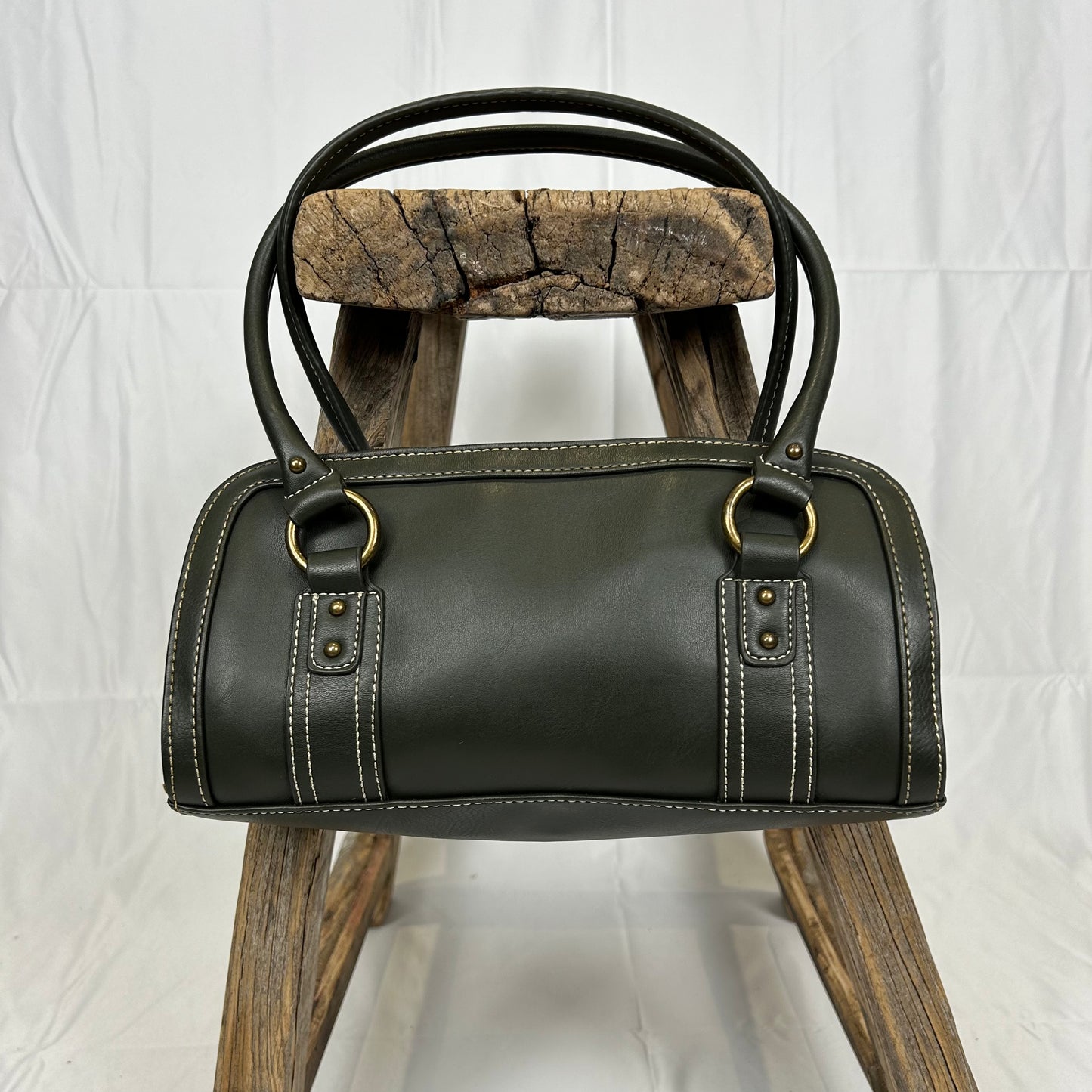 Vintage y2k style faux leather khaki shoulder bag