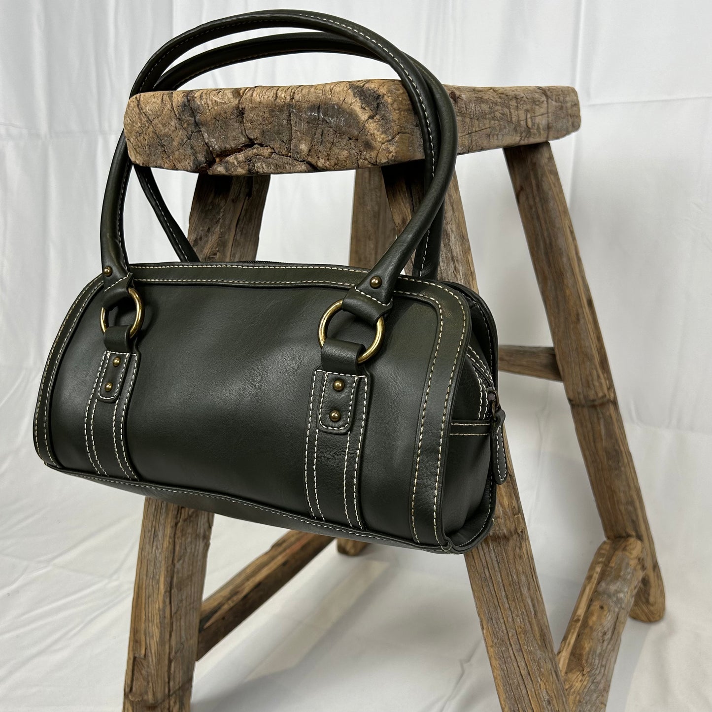 Vintage y2k style faux leather khaki shoulder bag