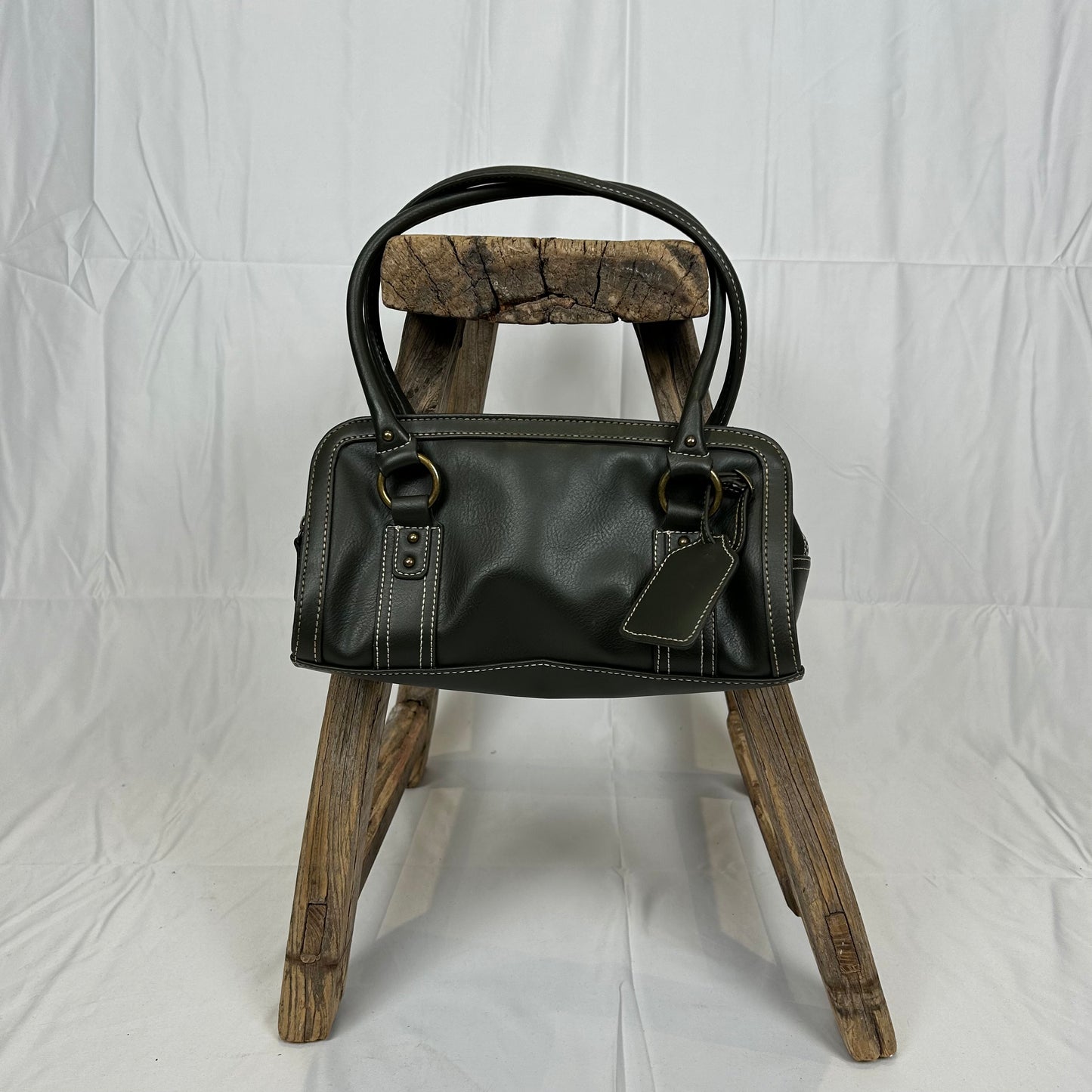 Vintage y2k style faux leather khaki shoulder bag