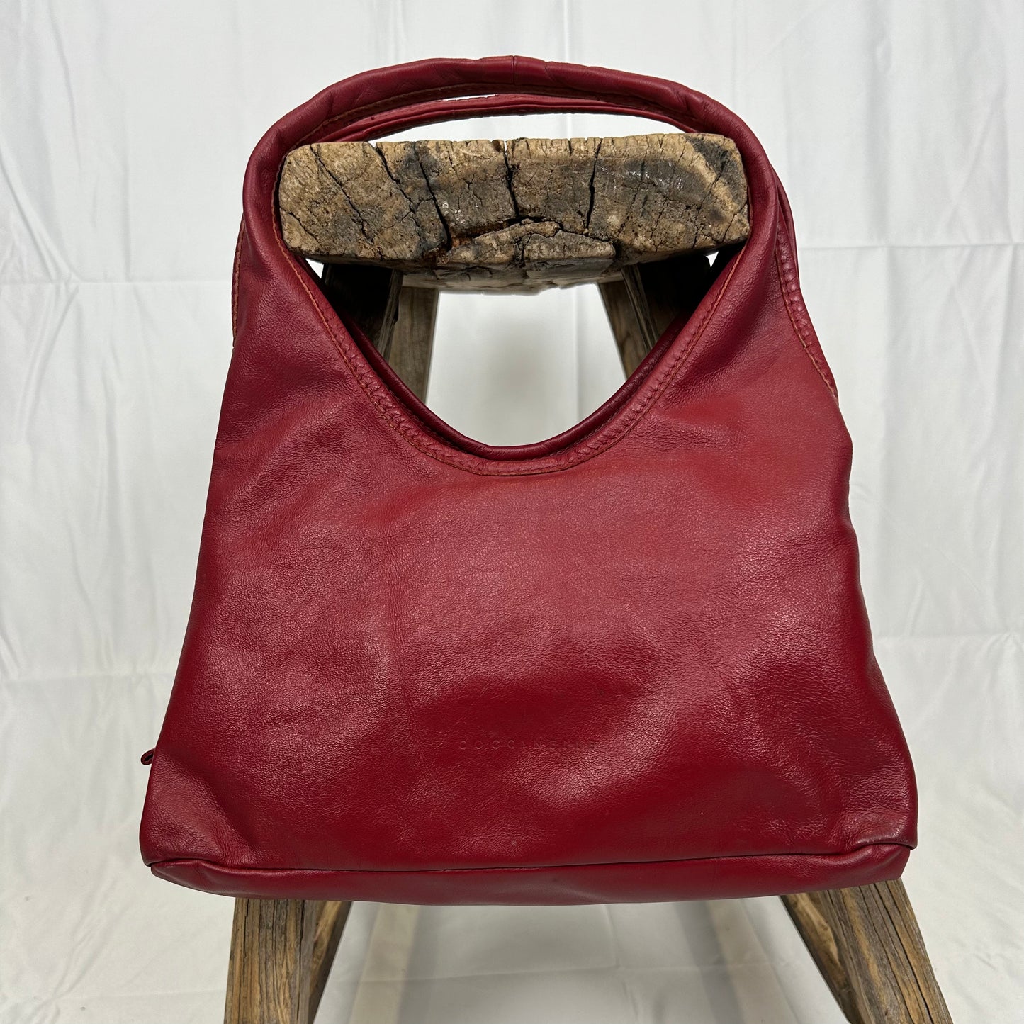 Vintage y2k style soft red leather shoulder bag