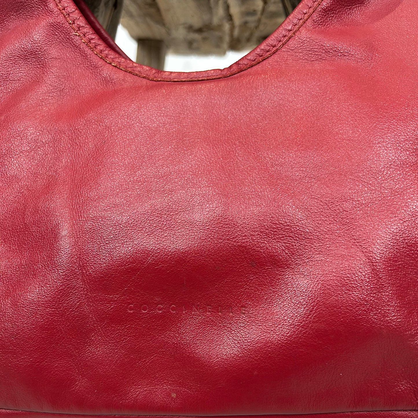 Vintage y2k style soft red leather shoulder bag