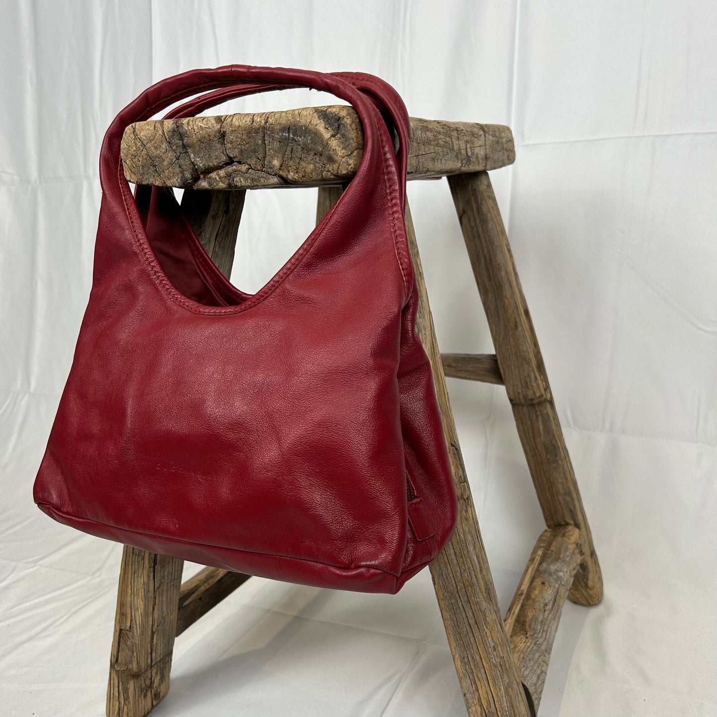 Vintage y2k style soft red leather shoulder bag