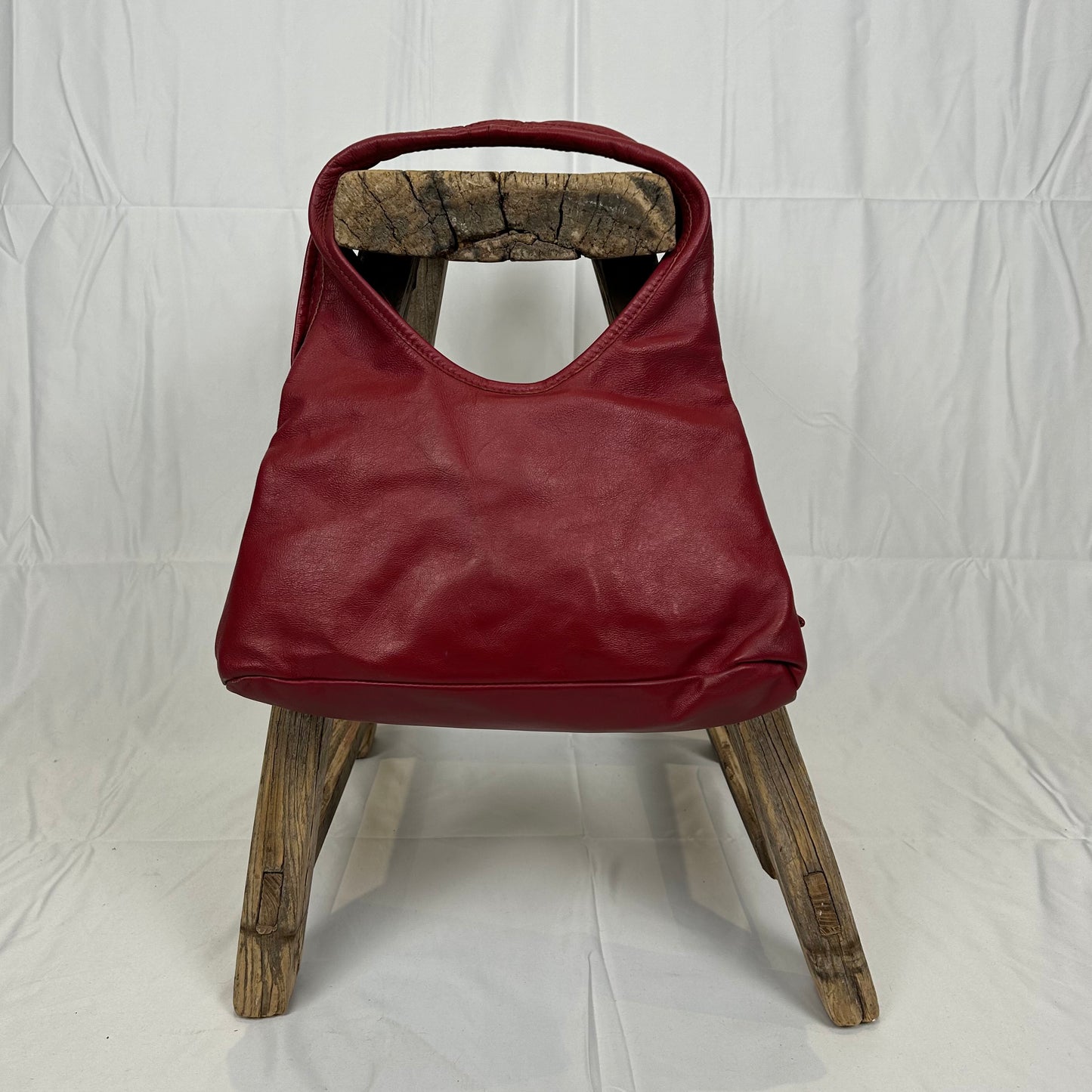 Vintage y2k style soft red leather shoulder bag
