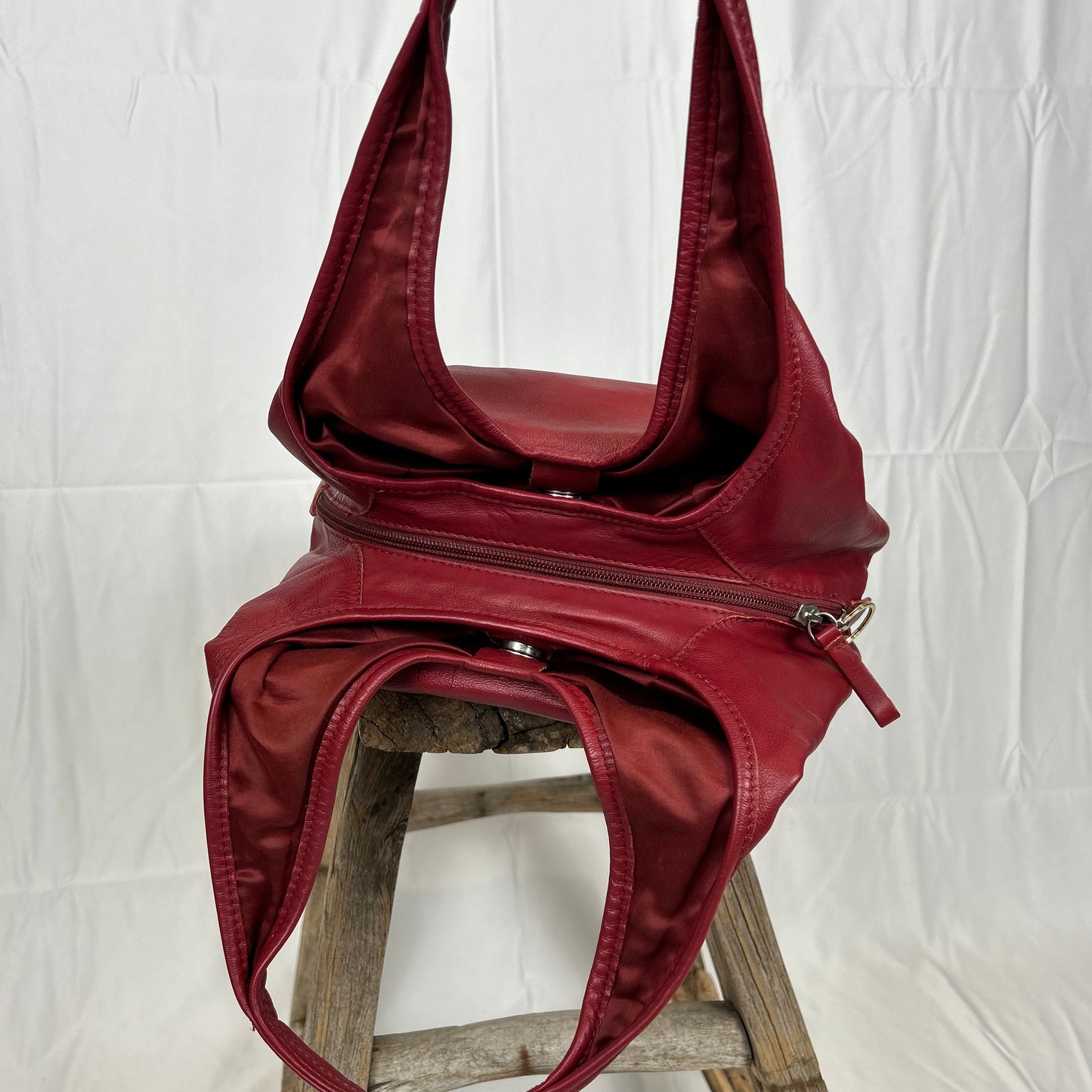Vintage y2k style soft red leather shoulder bag