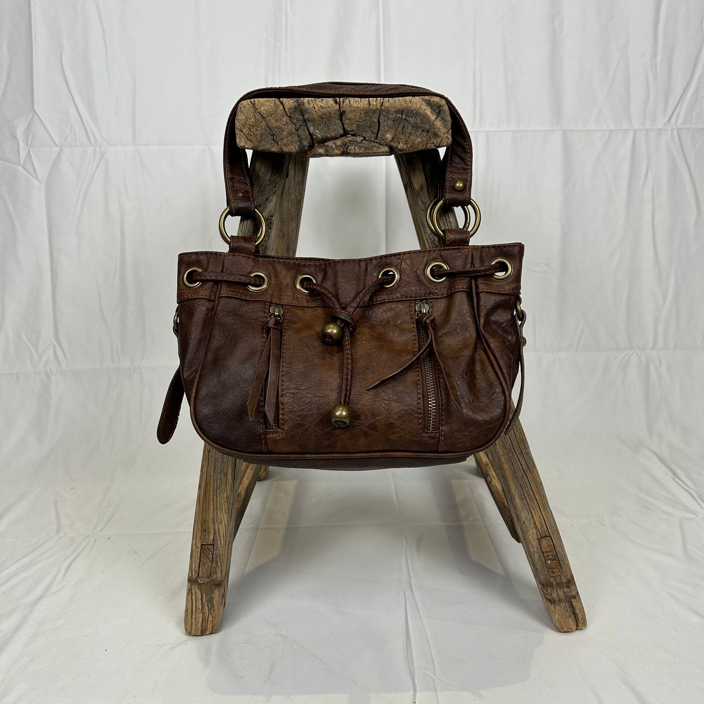 Vintage y2k style brown faux leather shoulder bag