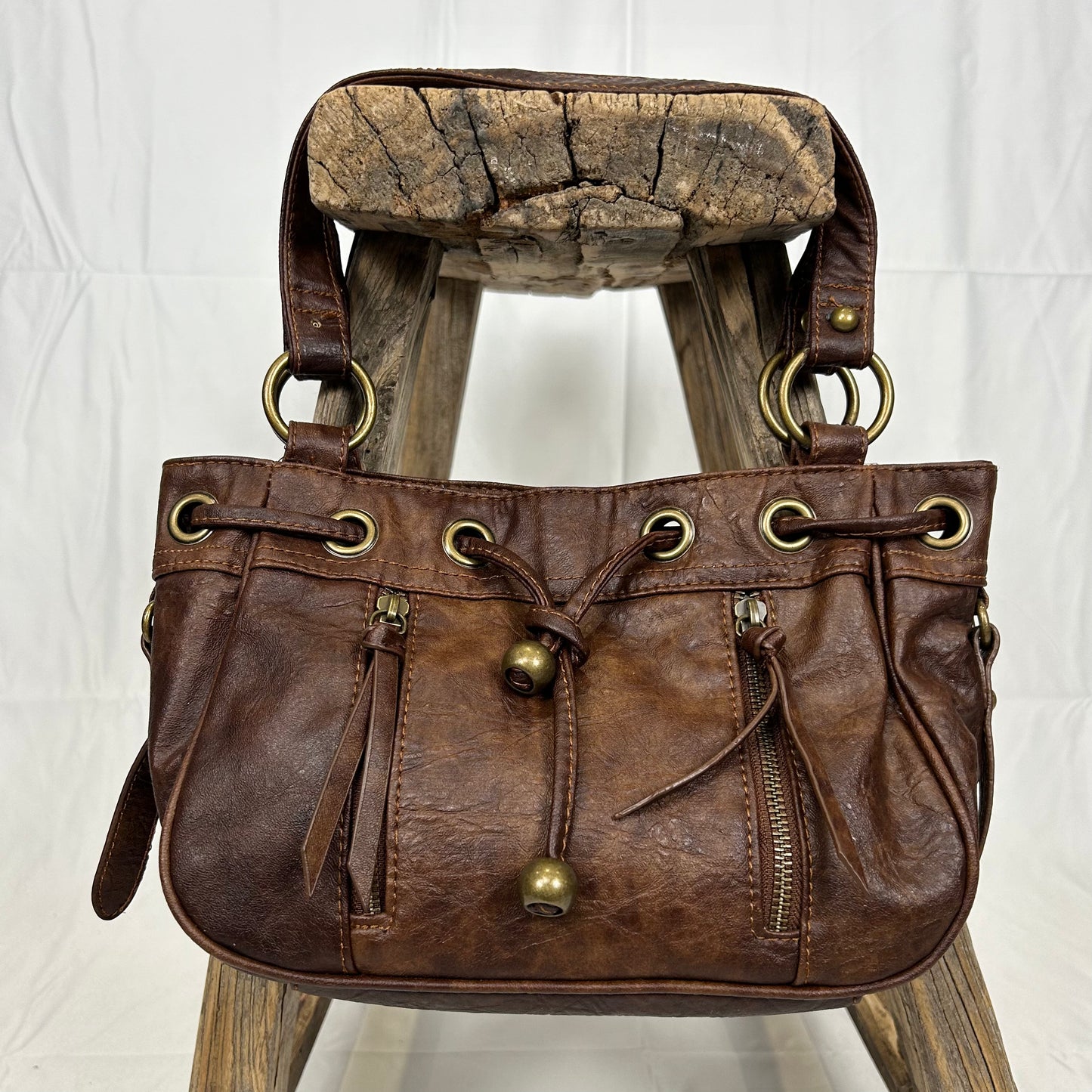 Vintage y2k style brown faux leather shoulder bag