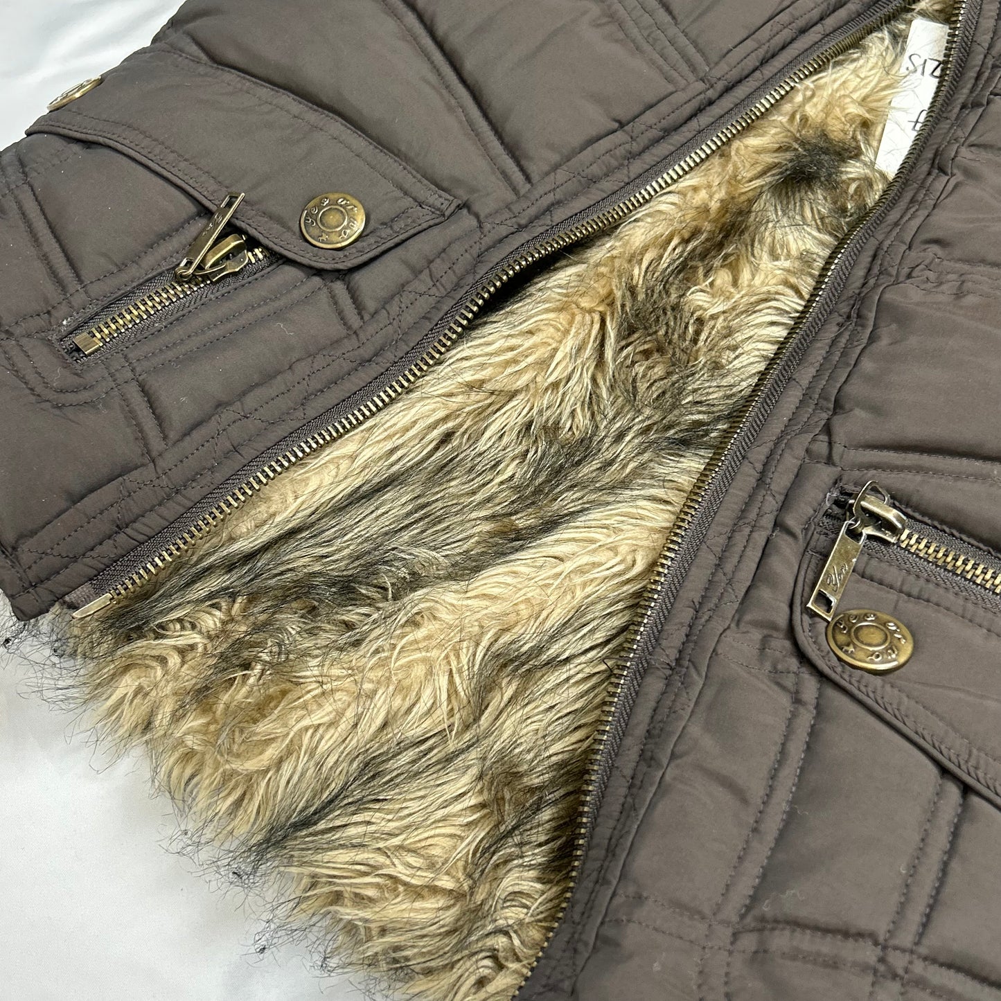 Vintage y2k style brown faux fur gilet