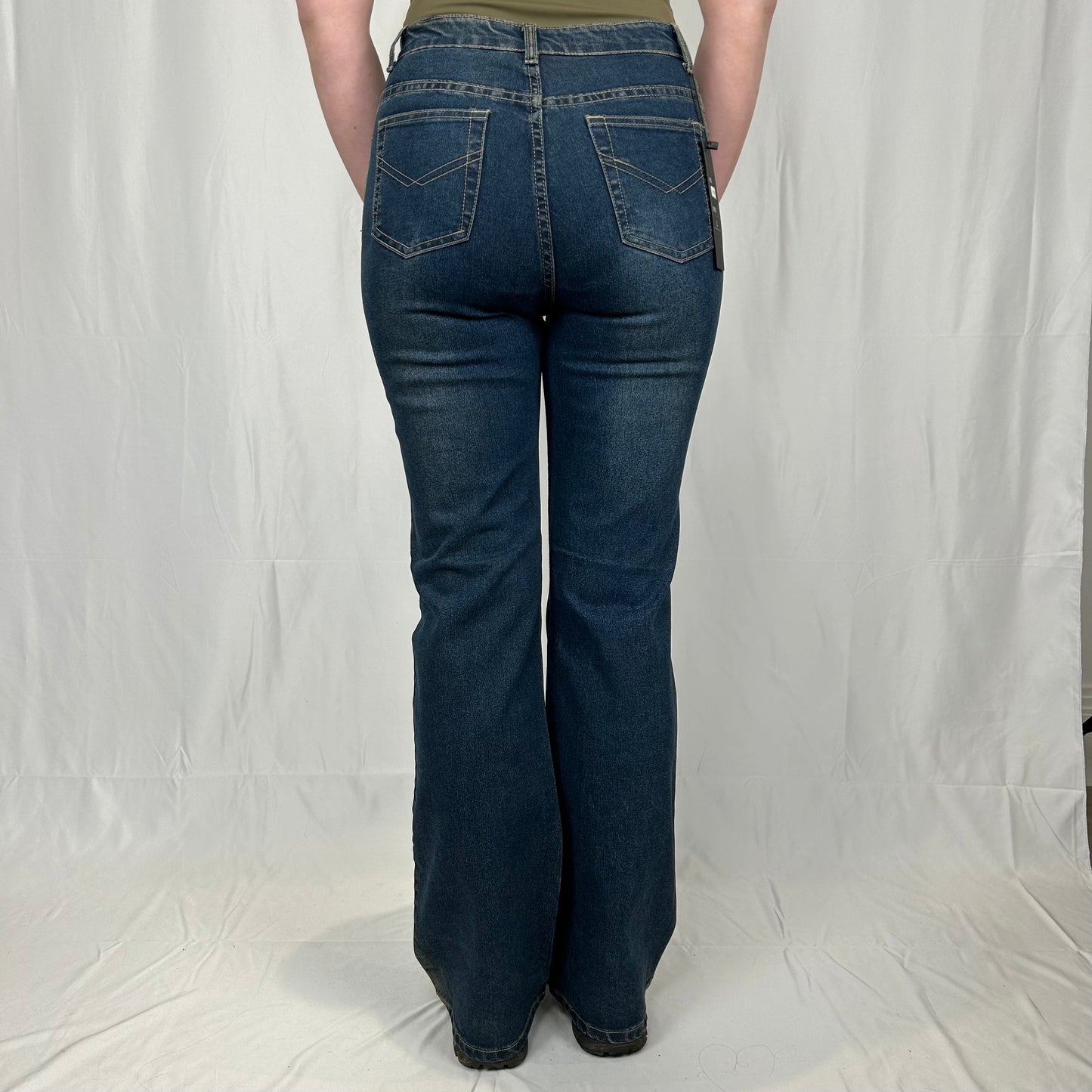Vintage y2k style dark wash embroidered jeans