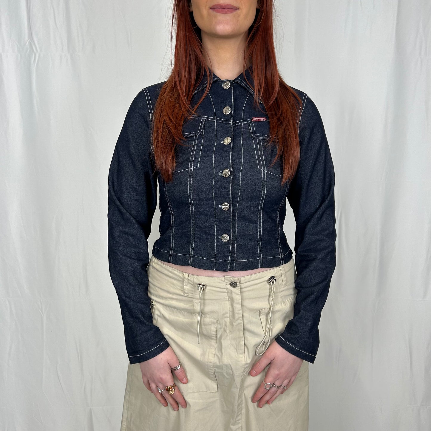 Vintage y2k style dark wash denim shacket
