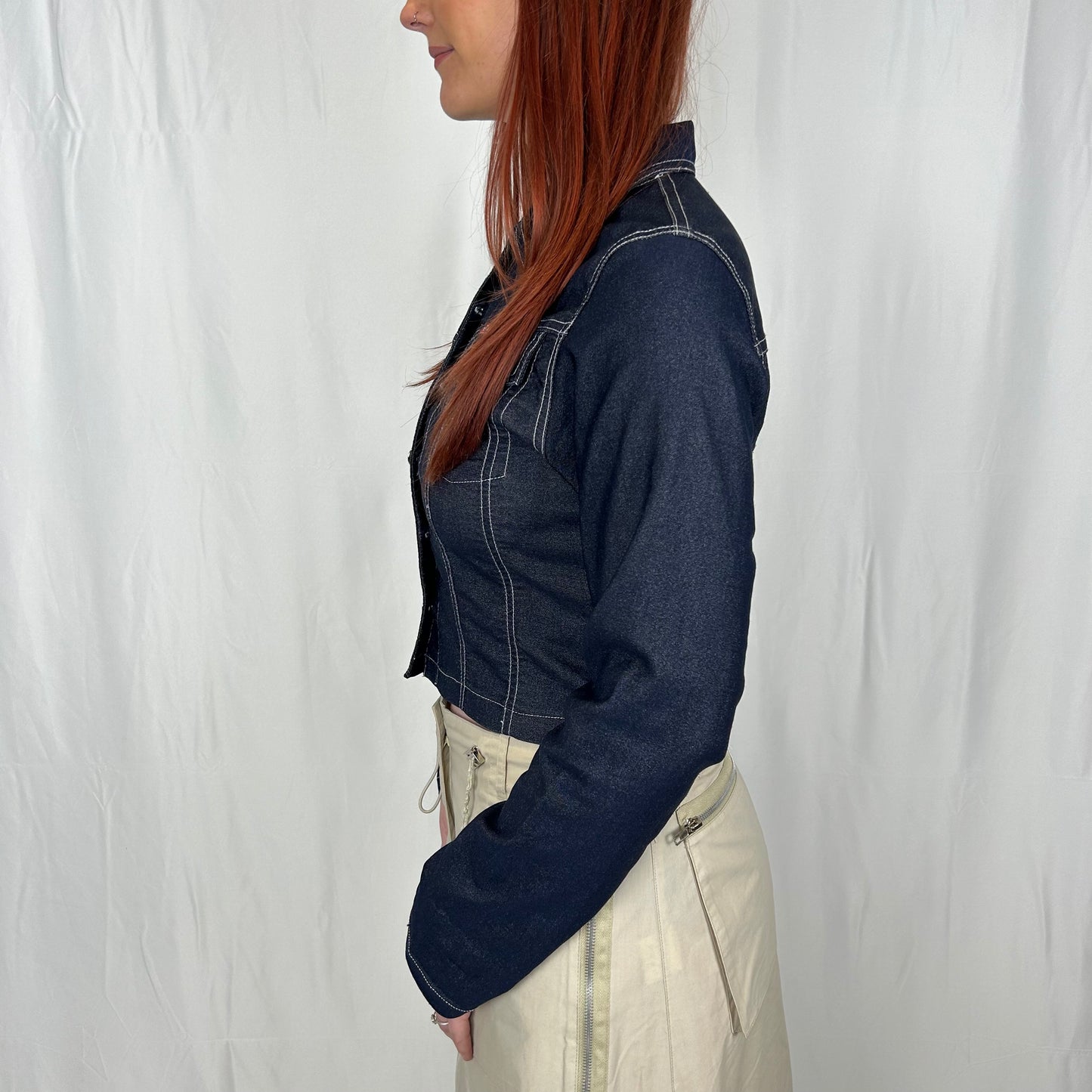 Vintage y2k style dark wash denim shacket