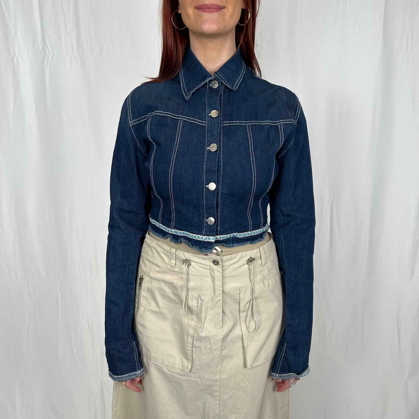 Vintage y2k style dark wash shacket