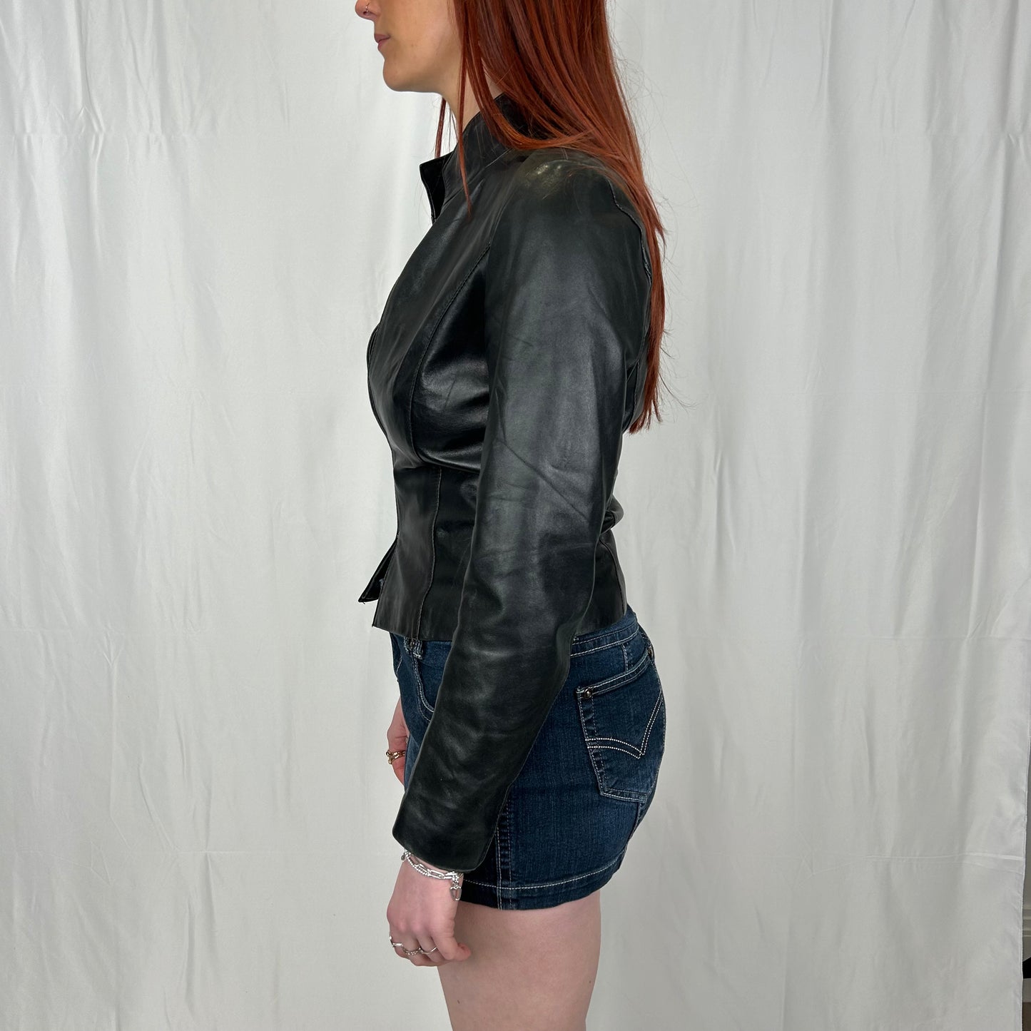 Vintage y2k style black leather jacket