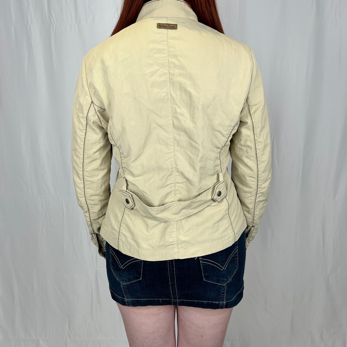 Vintage y2k style cream utility zip up jacket