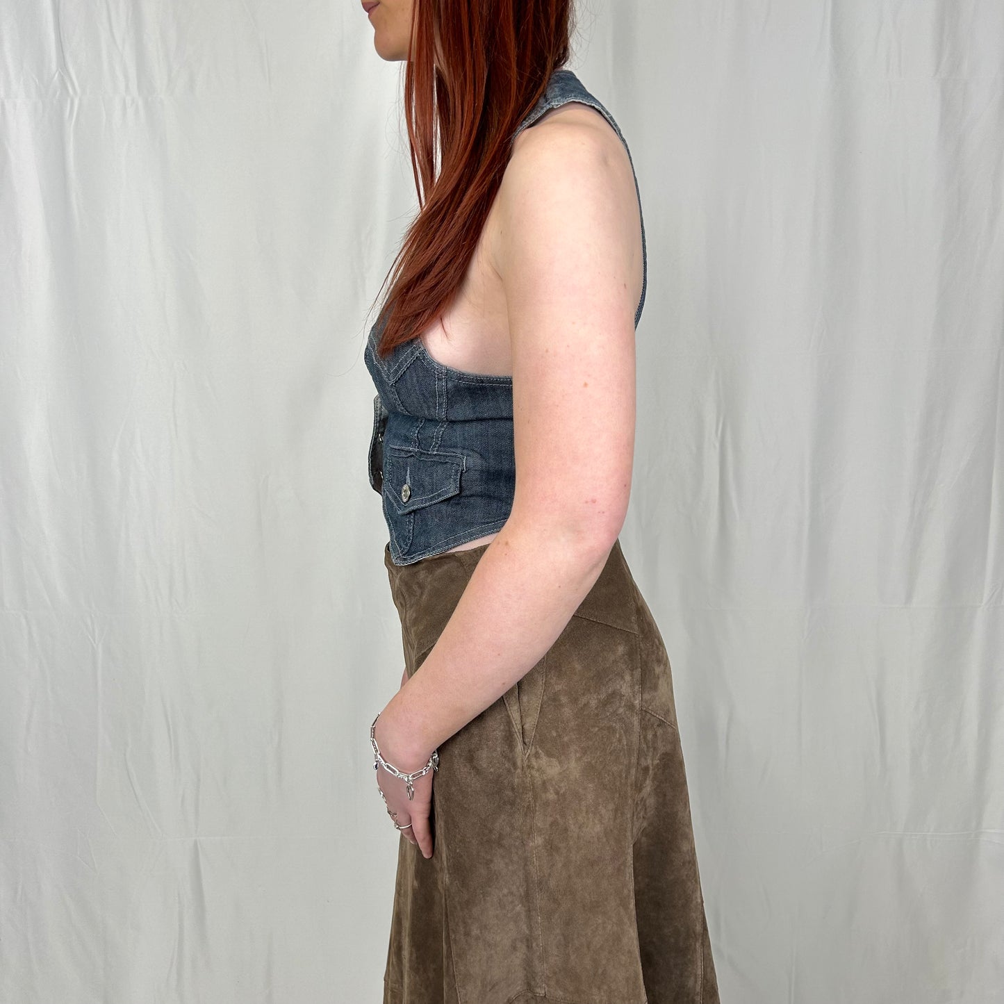 Vintage y2k style denim waistcoat