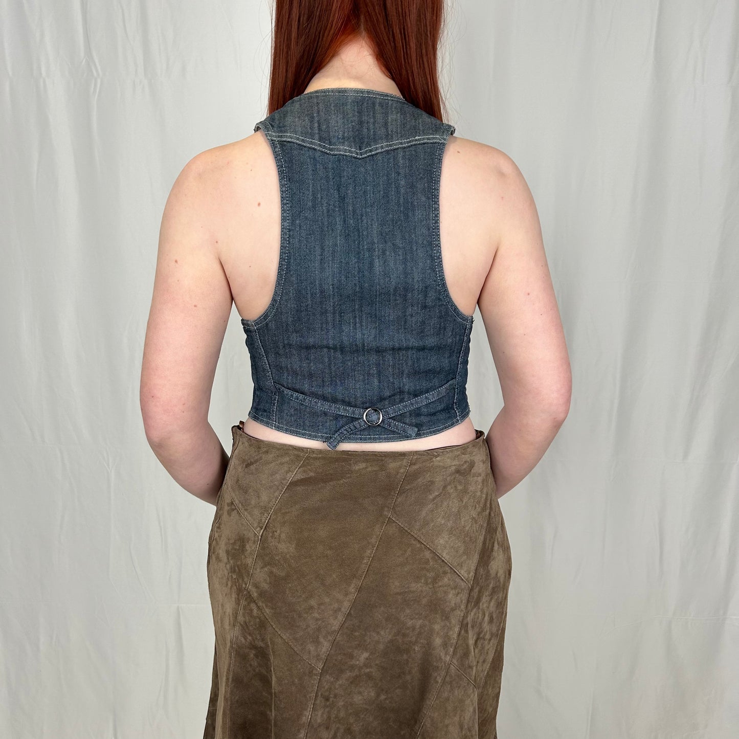 Vintage y2k style denim waistcoat