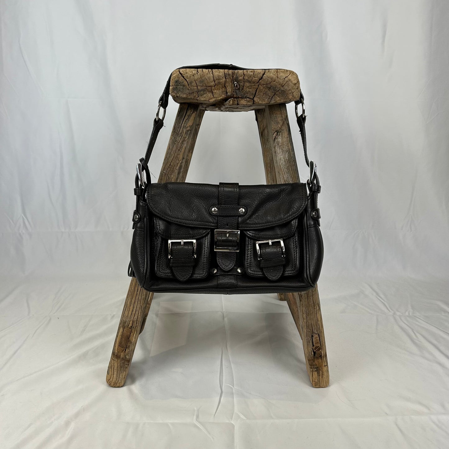 Vintage y2k style brown leather shoulder bag