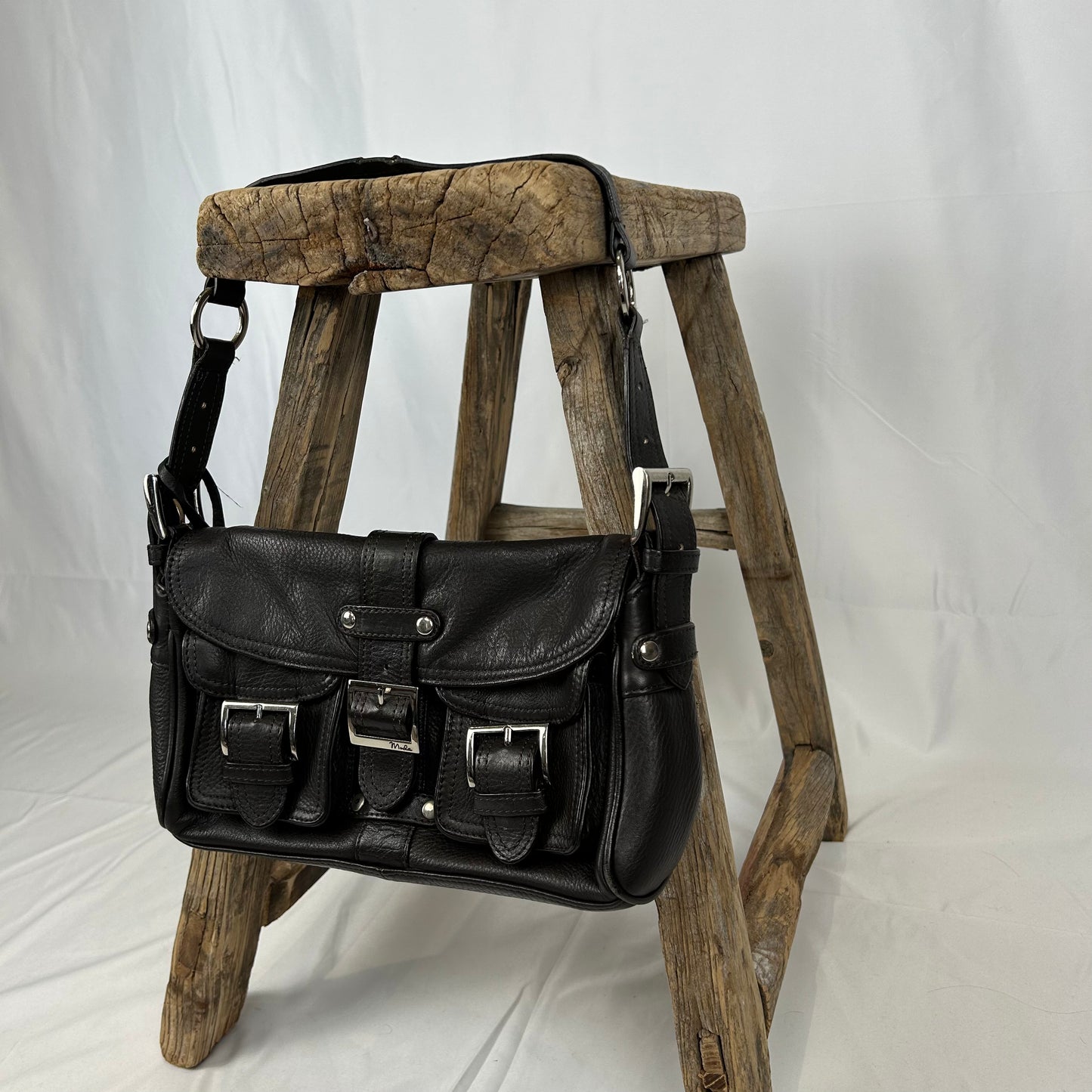 Vintage y2k style brown leather shoulder bag