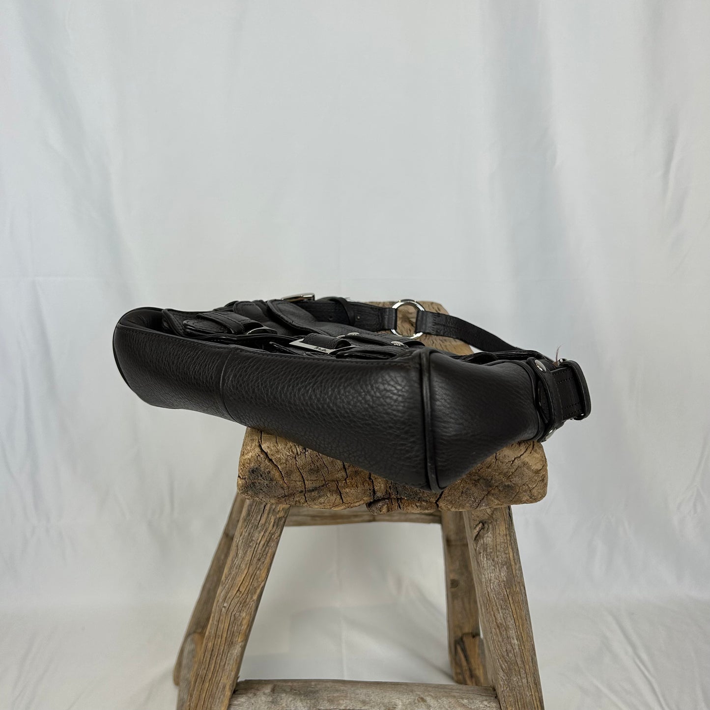 Vintage y2k style brown leather shoulder bag
