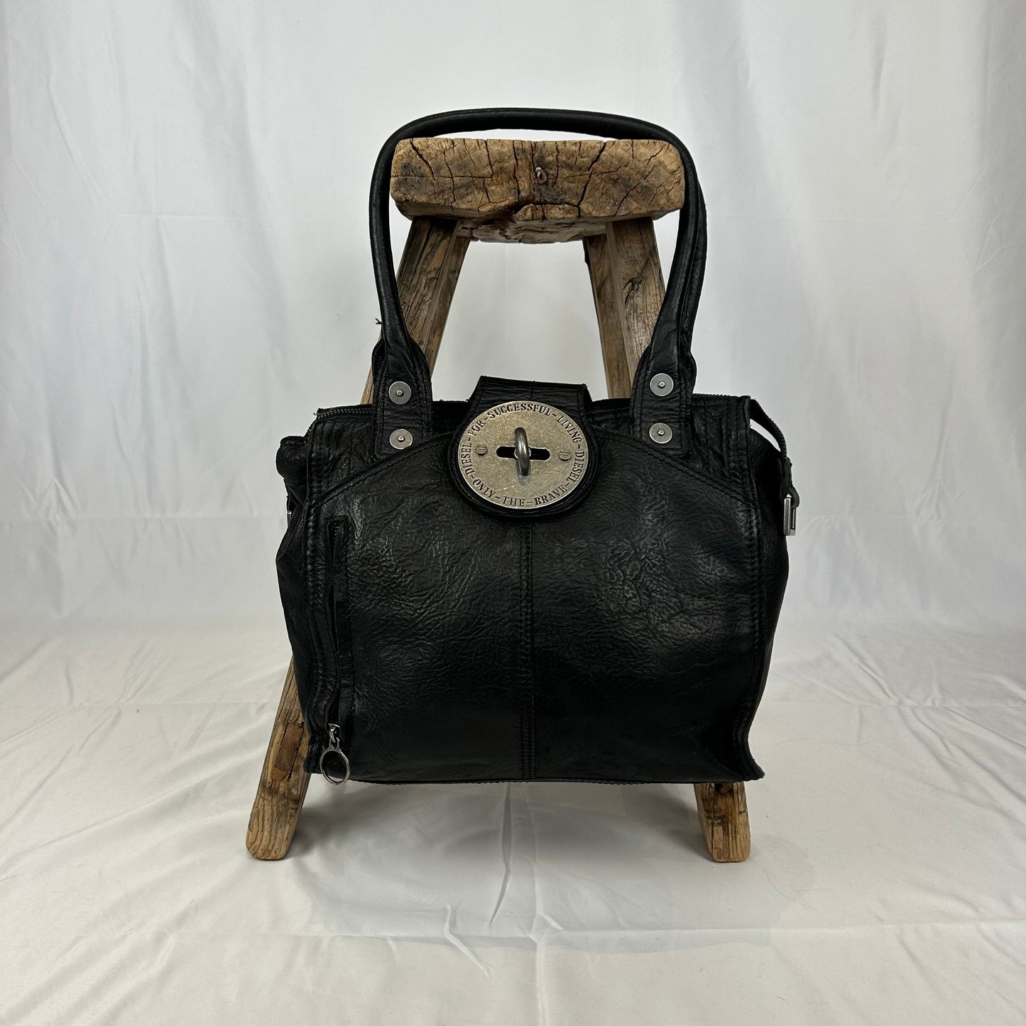 Vintage y2k style black leather shoulder bag