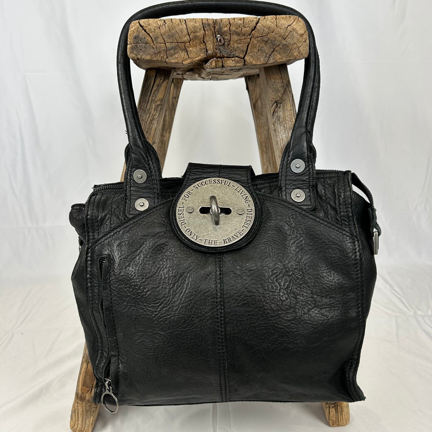 Vintage y2k style black leather shoulder bag