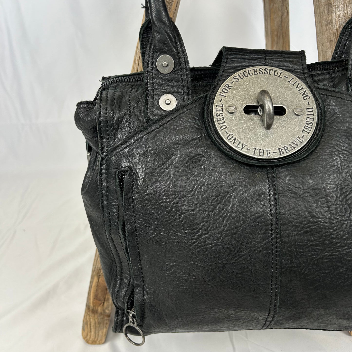 Vintage y2k style black leather shoulder bag