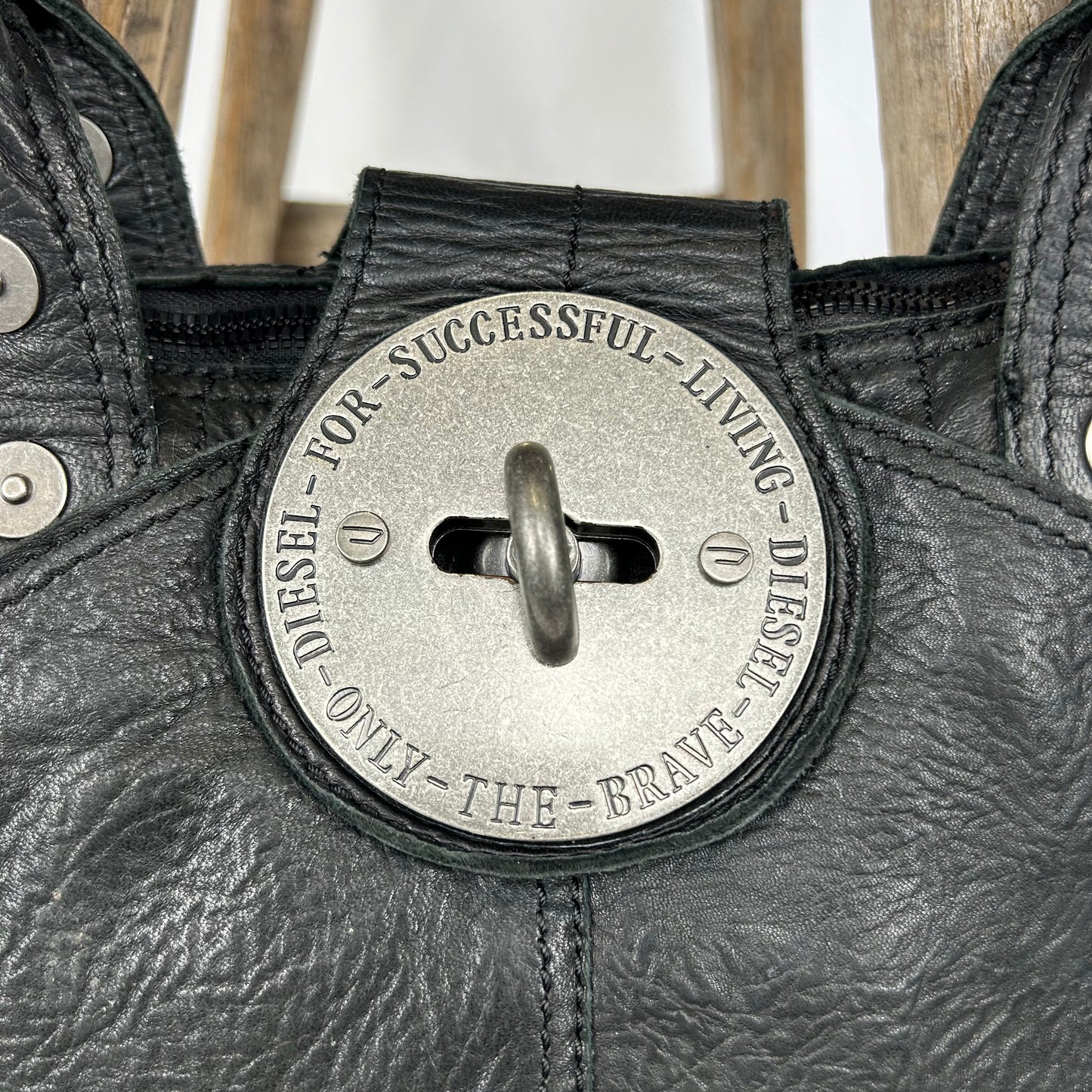 Vintage y2k style black leather shoulder bag