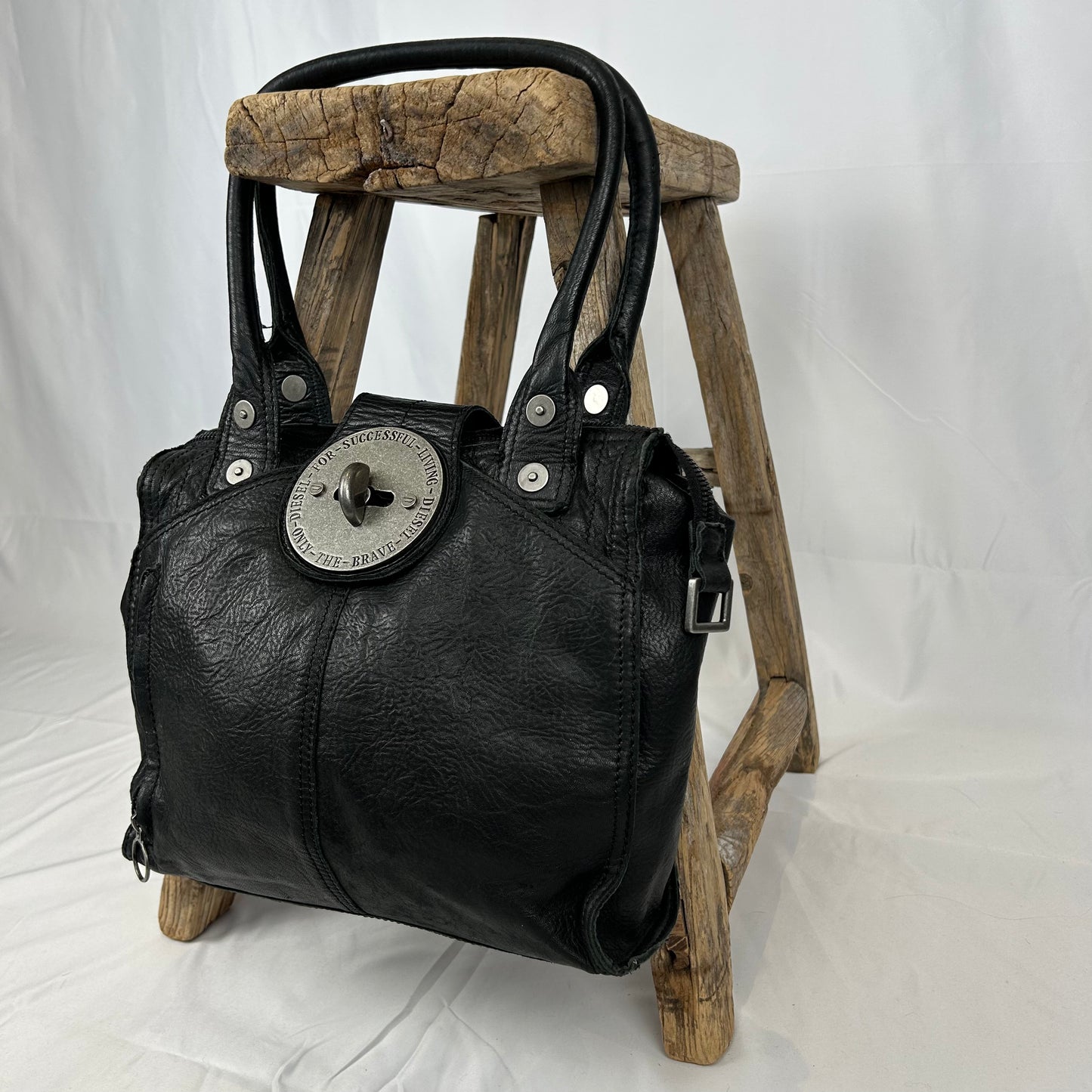 Vintage y2k style black leather shoulder bag