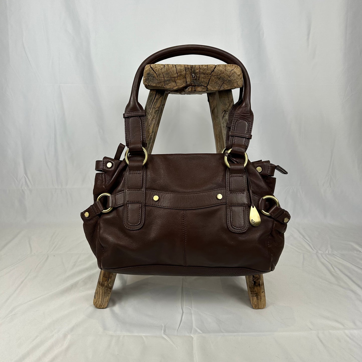 Vintage y2k style brown leather shoulder bag