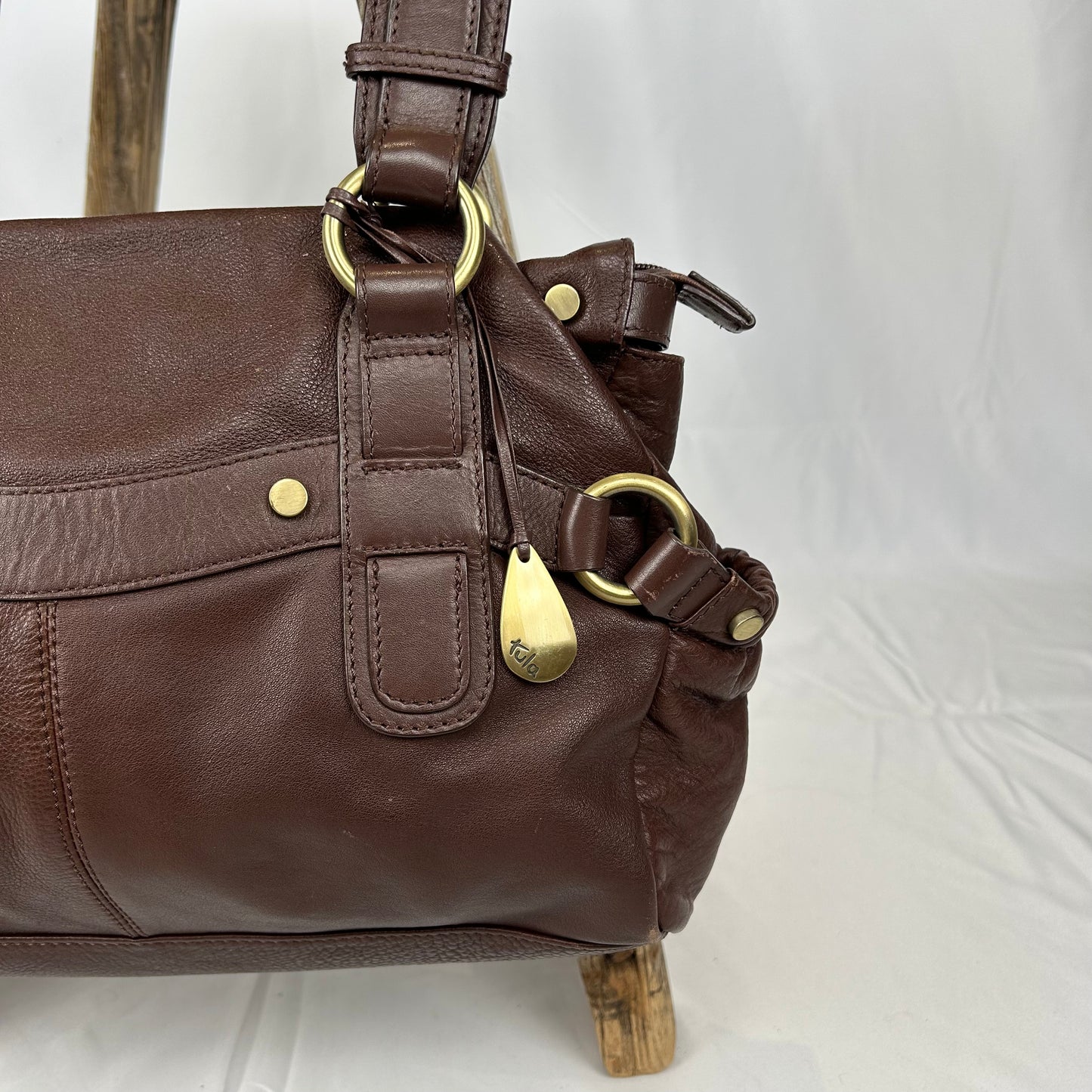Vintage y2k style brown leather shoulder bag