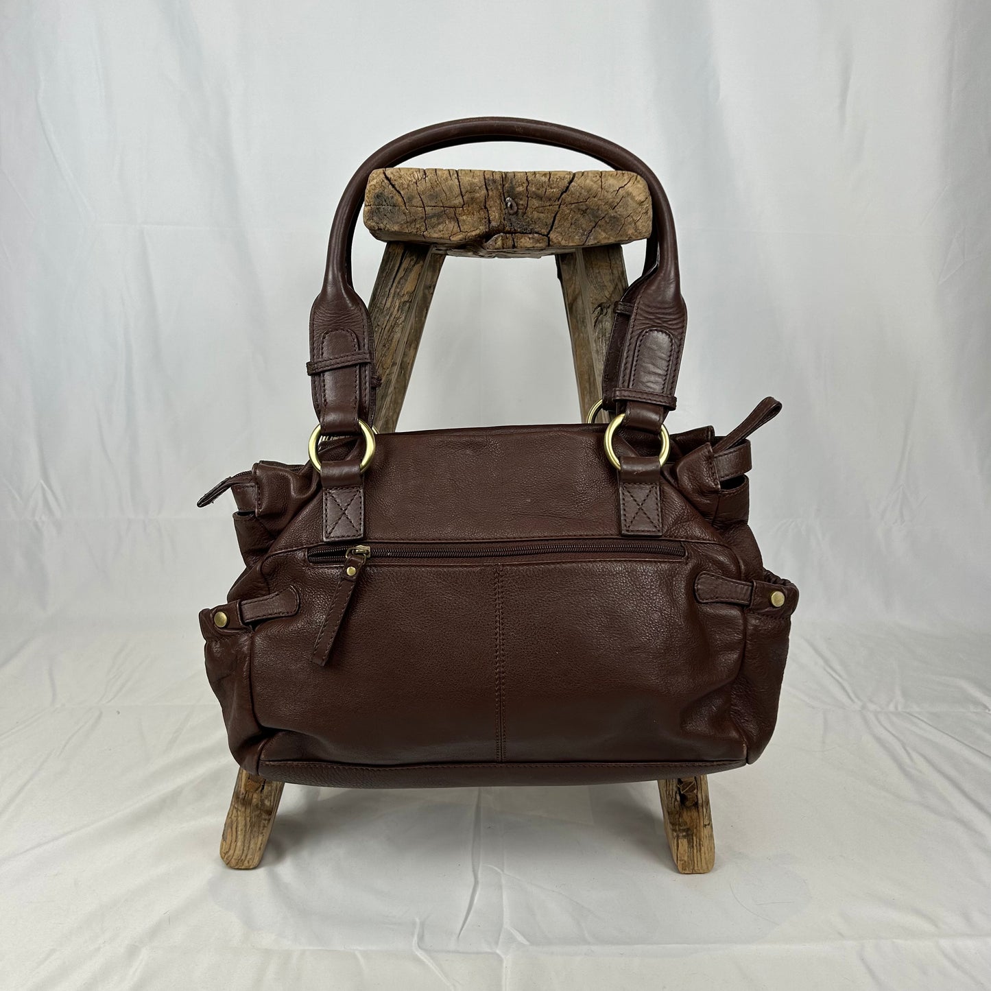 Vintage y2k style brown leather shoulder bag