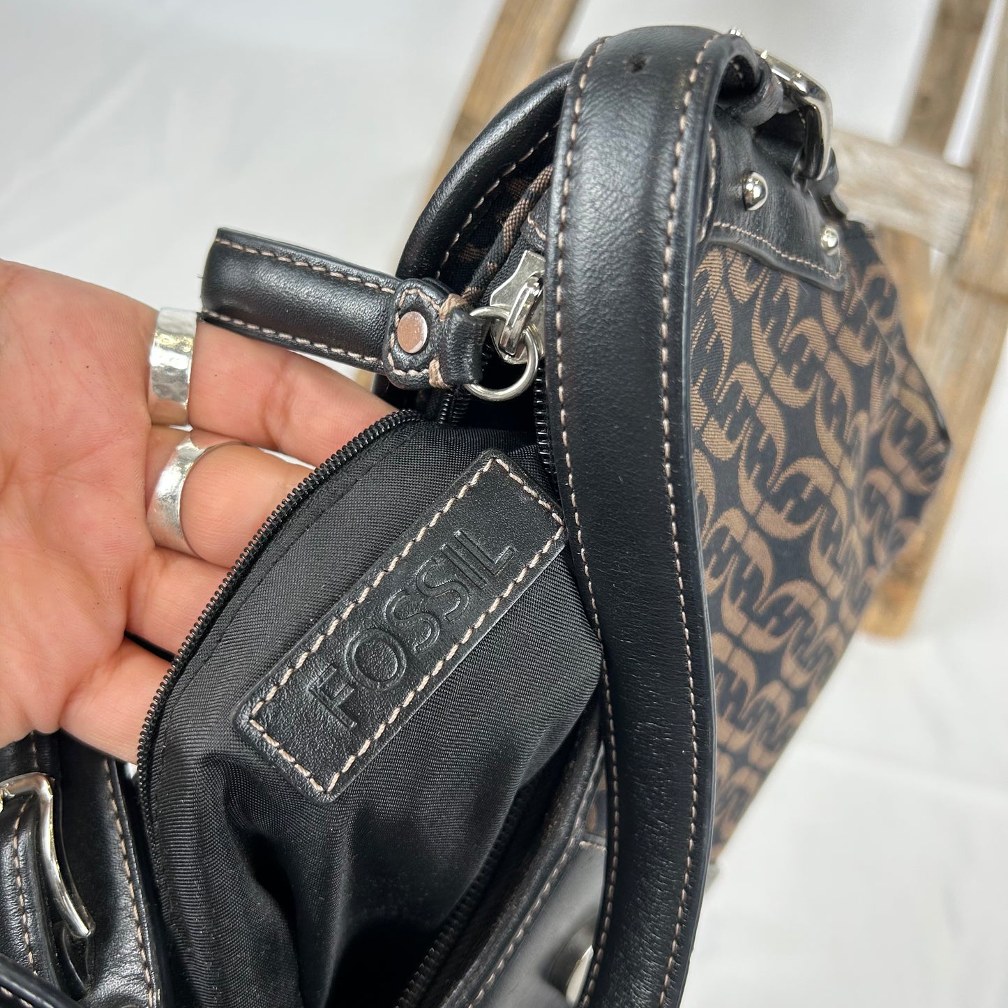 Vintage y2k style brown monogram shoulder bag
