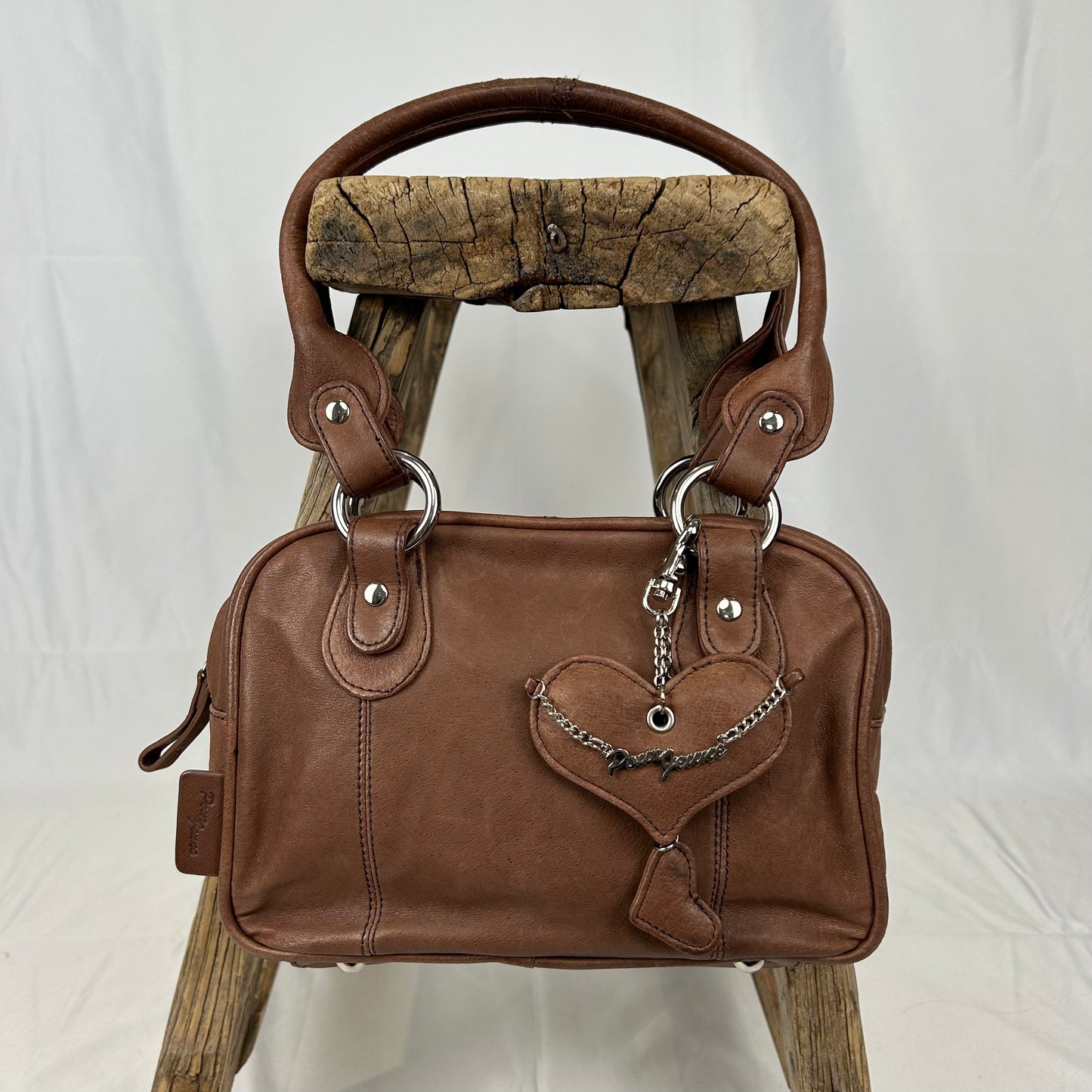 Vintage y2k style brown leather shoulder bag