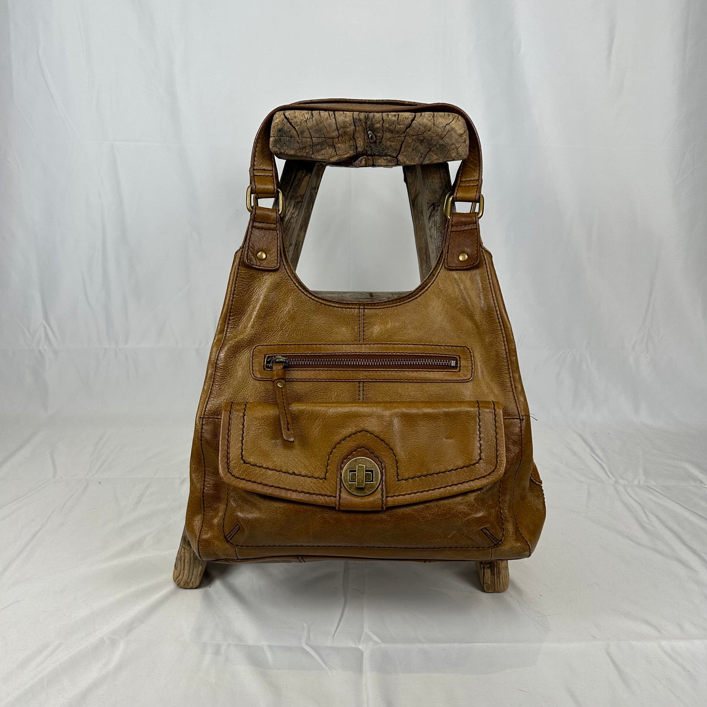 Vintage y2k style brown faux leather shoulder bag