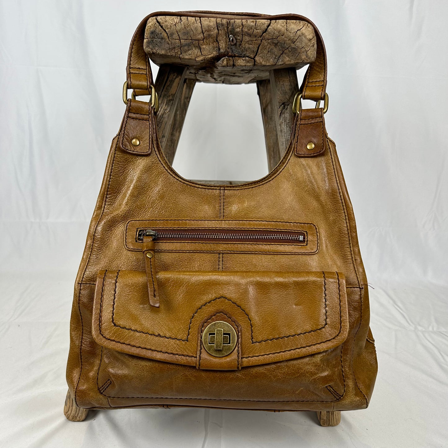 Vintage y2k style brown faux leather shoulder bag