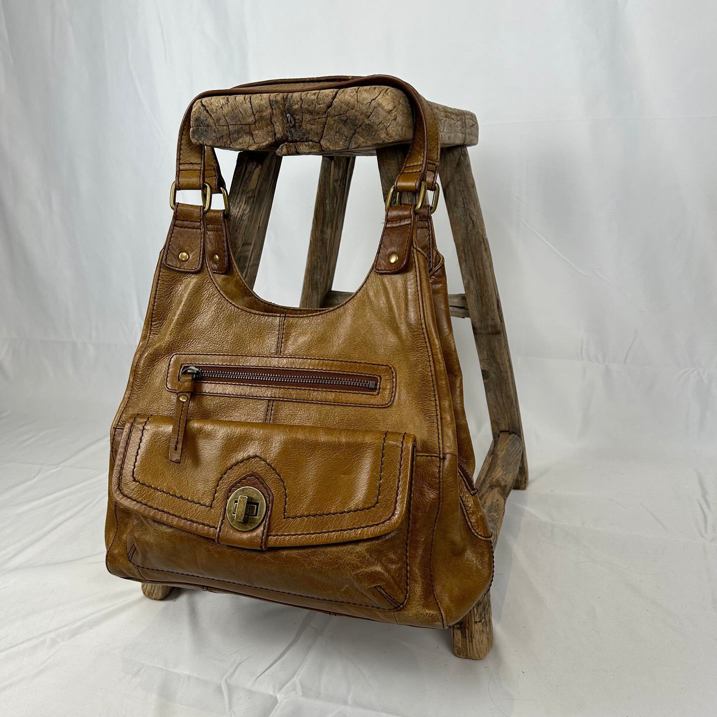 Vintage y2k style brown faux leather shoulder bag