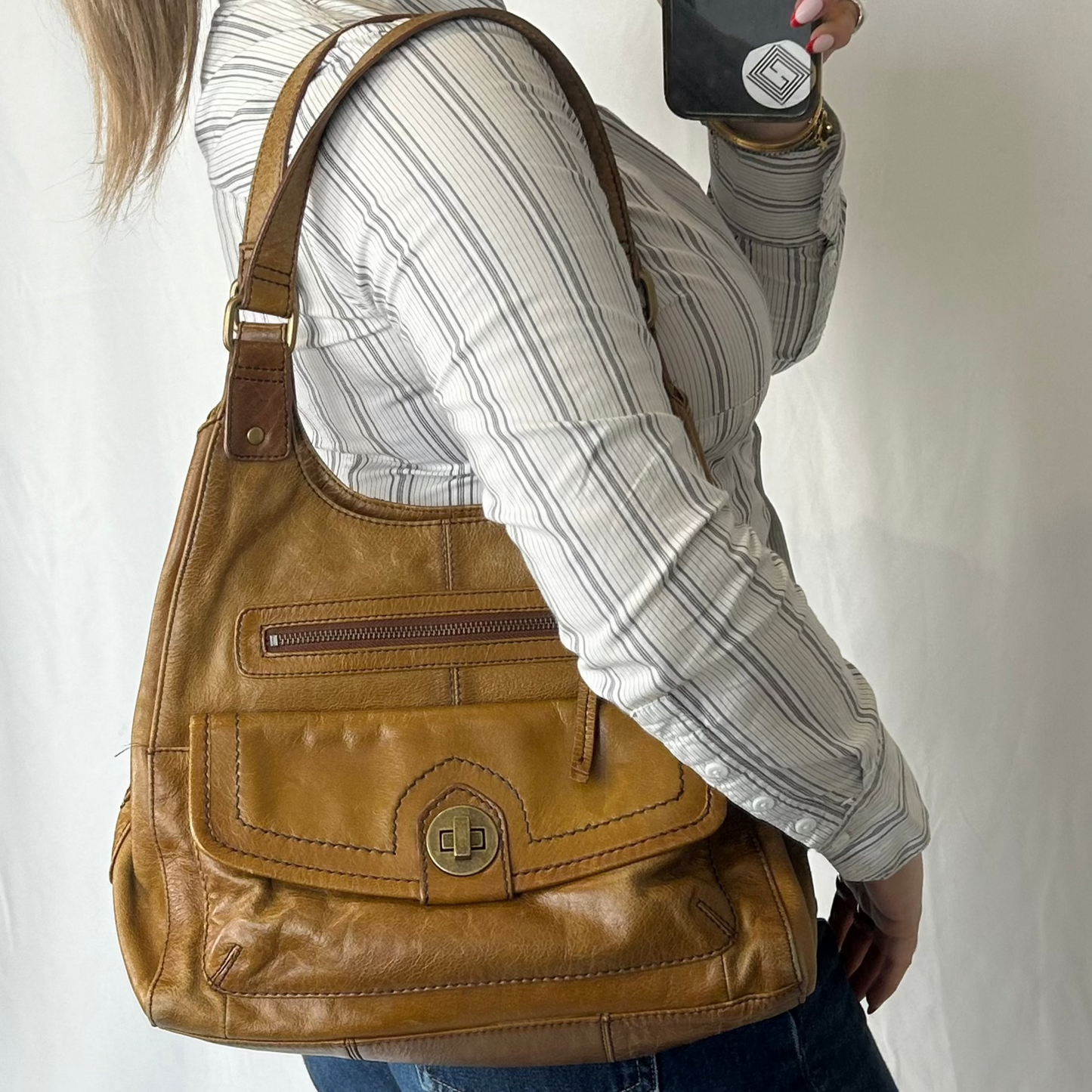 Vintage y2k style brown faux leather shoulder bag